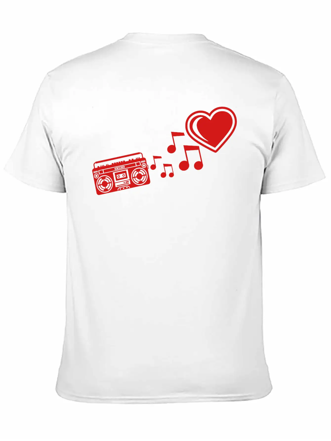 Red I Love Heart Love Ghettoblaster Music Notes Mu Unisex Casual T-Shirt – Clean Design For Daily Comfort