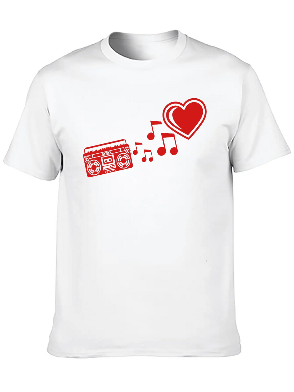 Red I Love Heart Love Ghettoblaster Music Notes Mu Unisex Casual T-Shirt – Clean Design For Daily Comfort