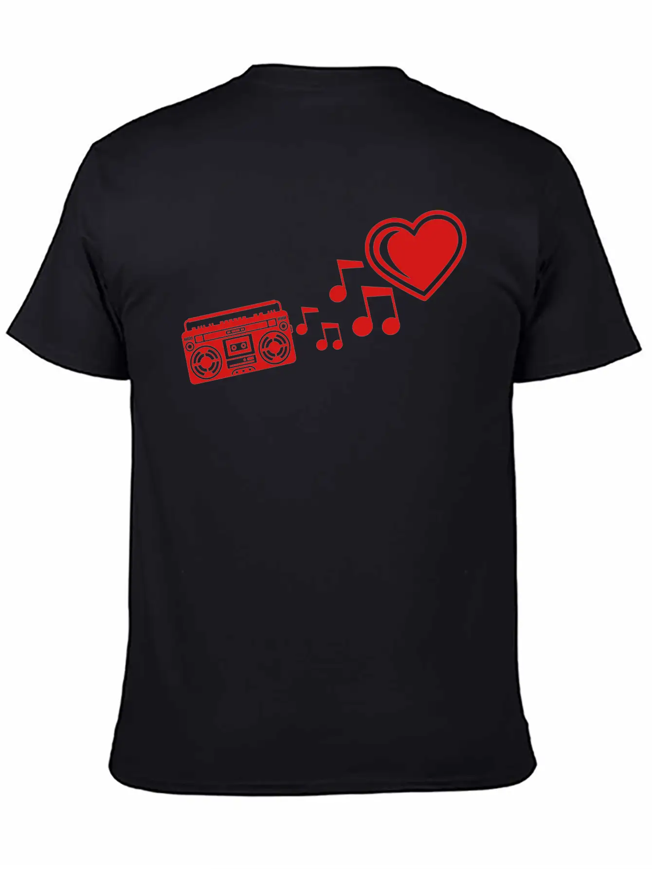 Red I Love Heart Love Ghettoblaster Music Notes Mu Unisex Casual T-Shirt – Clean Design For Daily Comfort