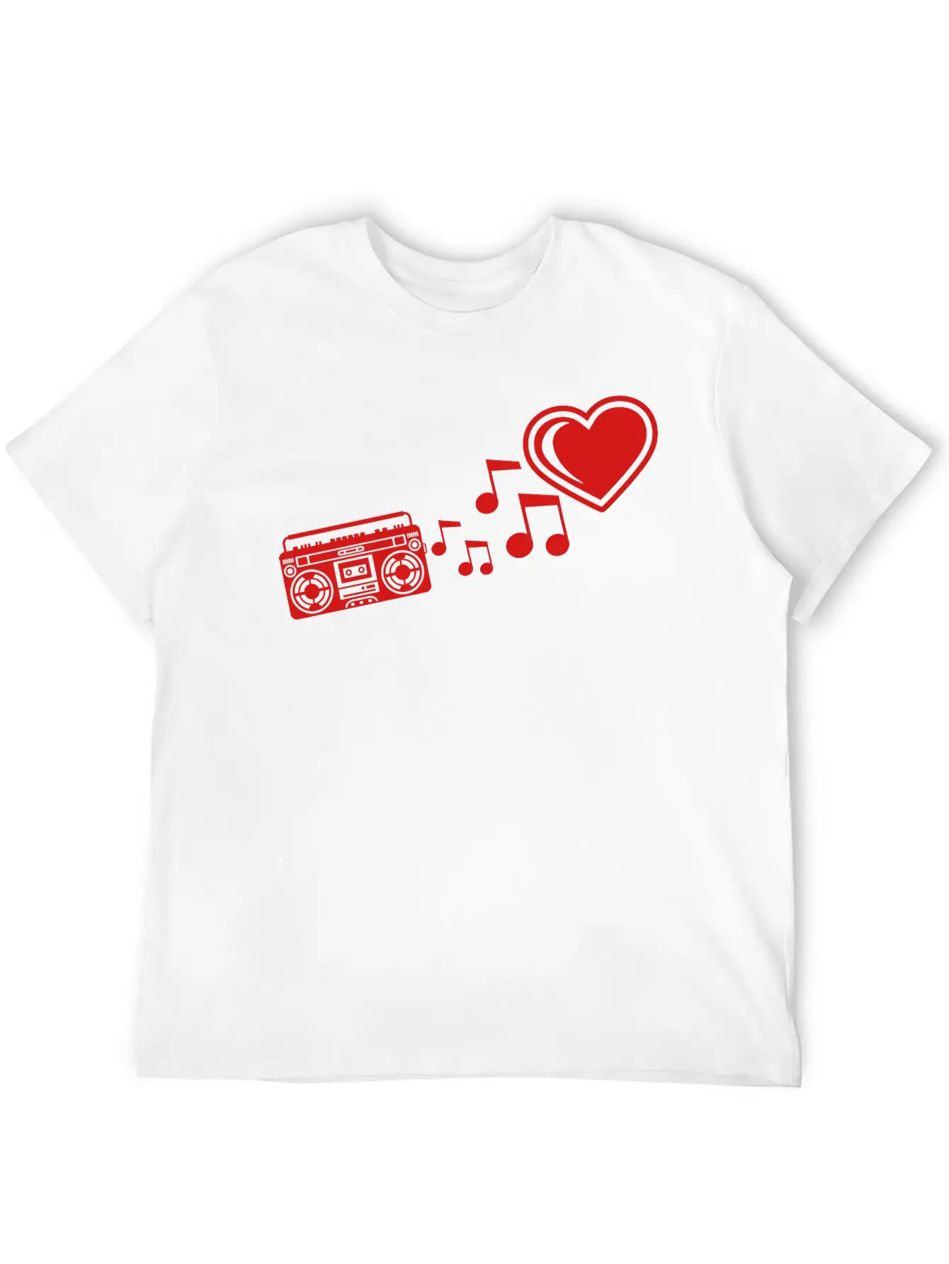 Red I Love Heart Love Ghettoblaster Music Notes Mu Unisex Casual T-Shirt – Clean Design For Daily Comfort