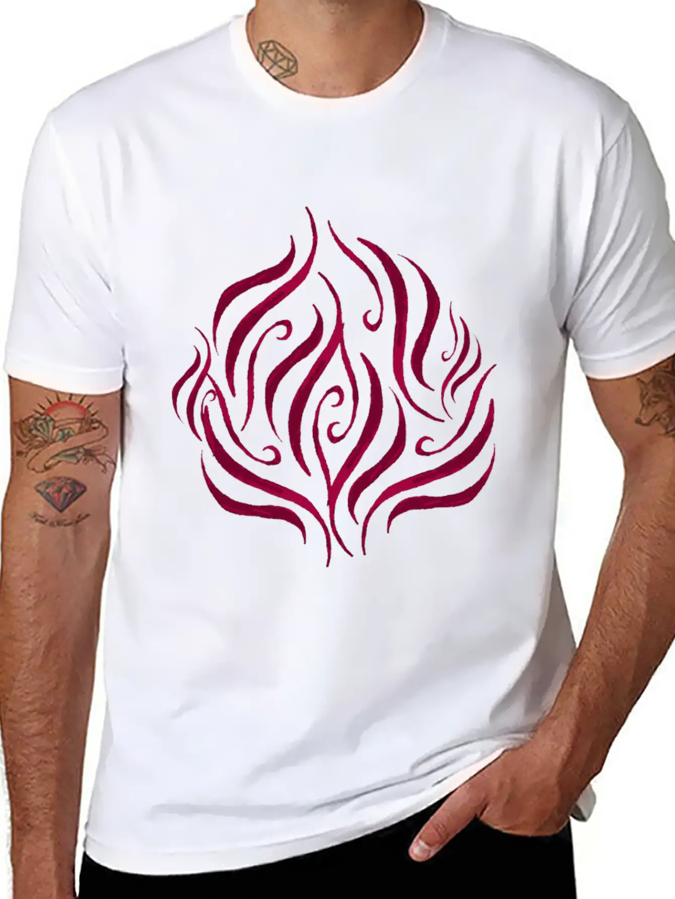Red Rose Essential Cotton Tee For Daily Outfits – Unisex Style