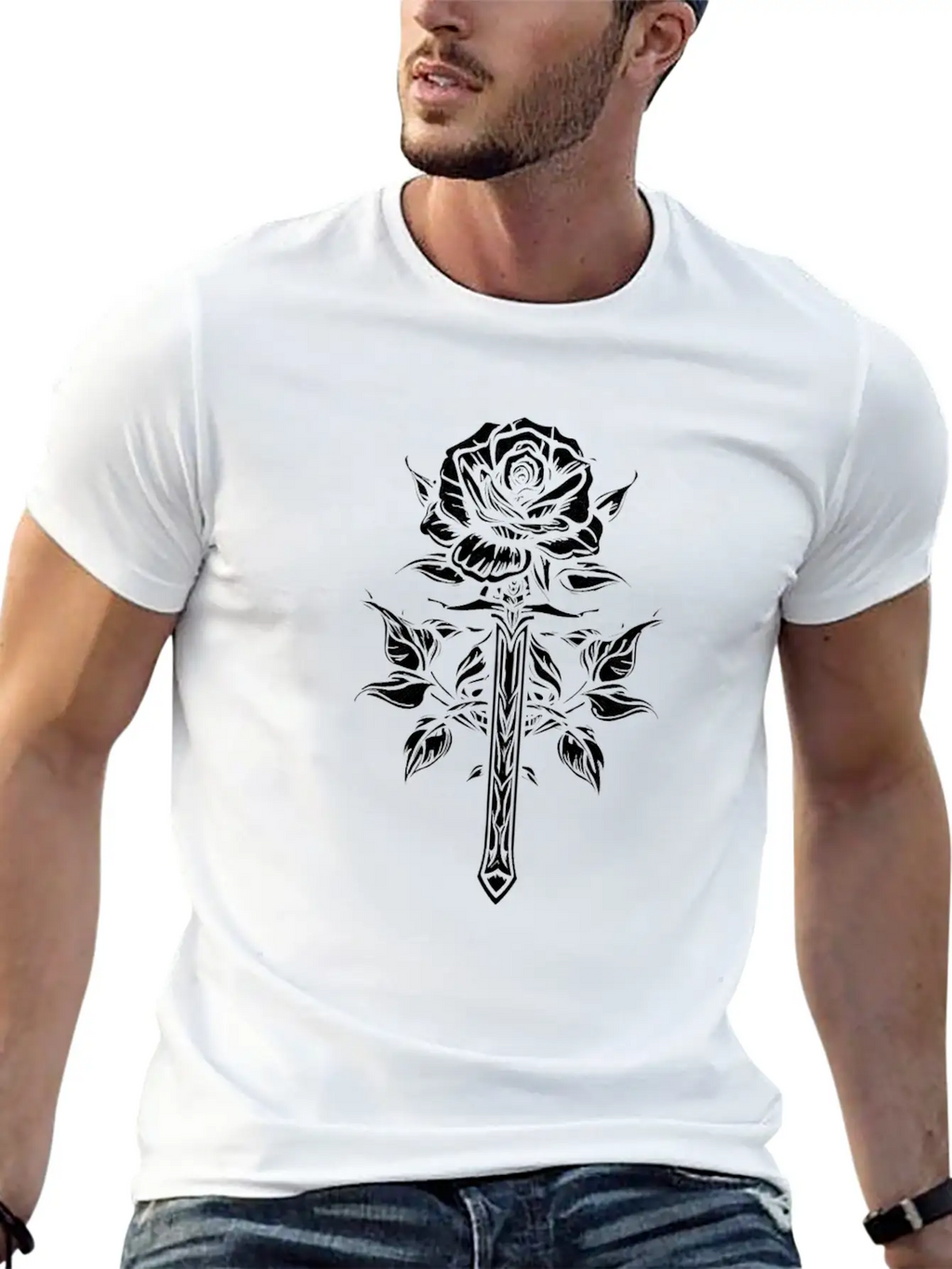 Red Rose Goth Sword Stylish Everyday T-Shirt – Unisex Basic Cotton Tee