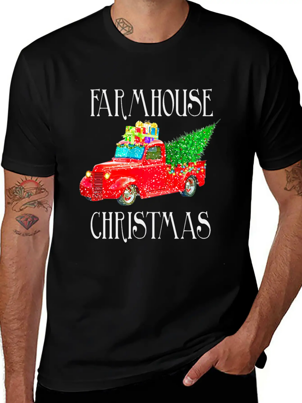 Red Truck Christmas Unisex Casual T-Shirt – Clean Design For Daily Comfort