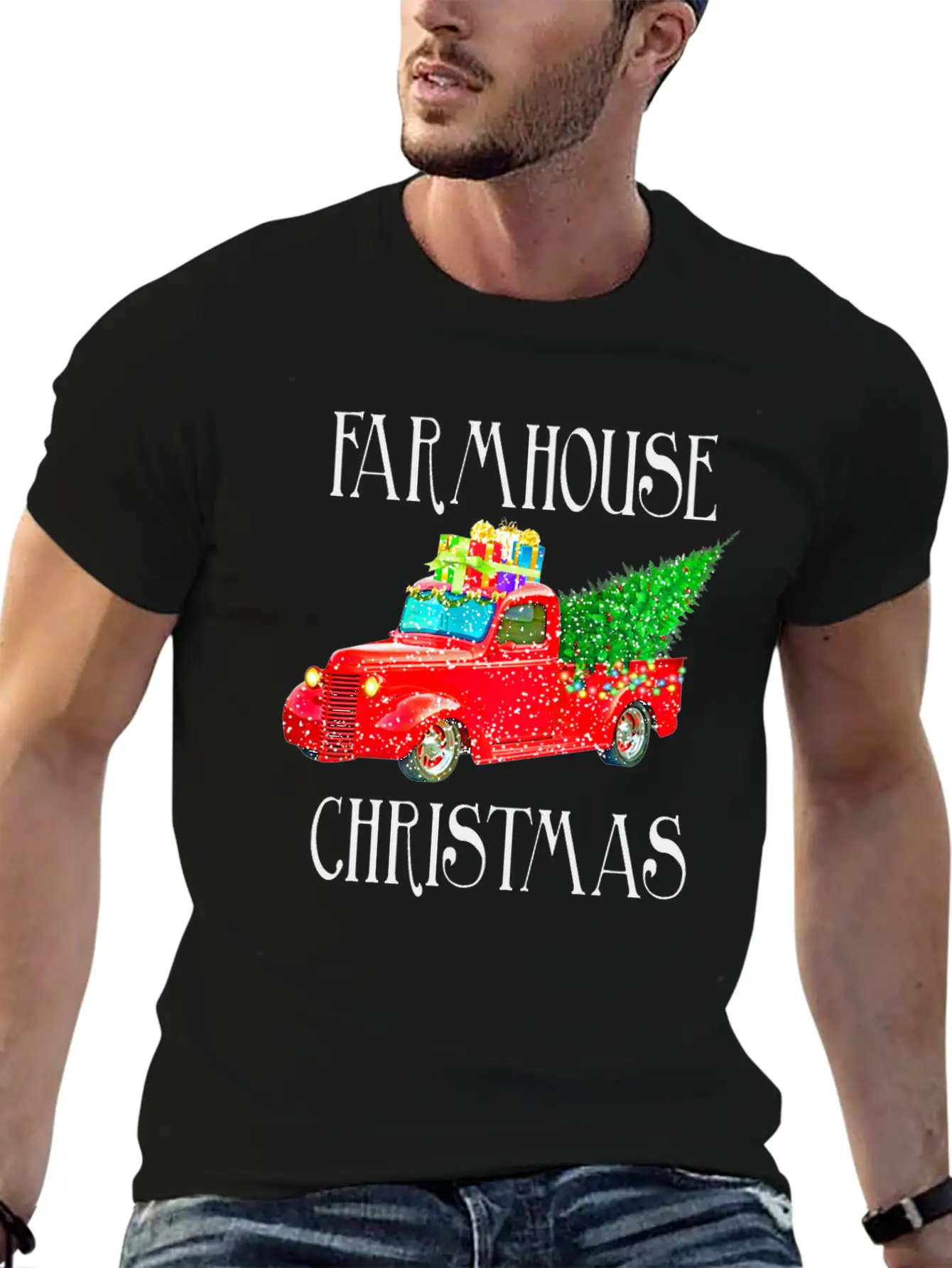 Red Truck Christmas Unisex Casual T-Shirt – Clean Design For Daily Comfort