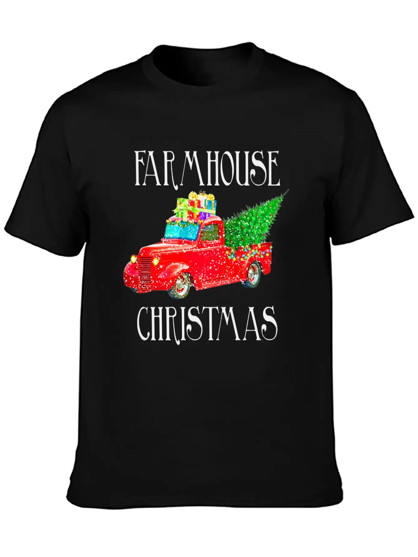 Red Truck Christmas Unisex Casual T-Shirt – Clean Design For Daily Comfort