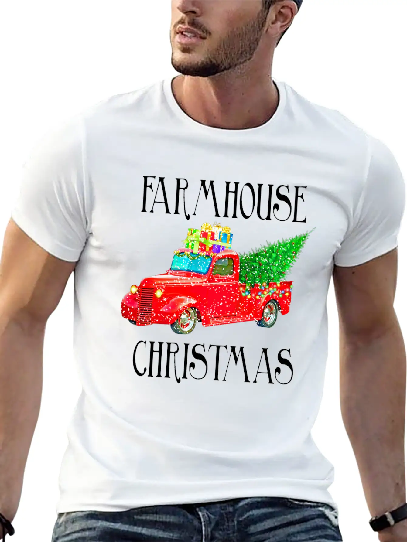 Red Truck Christmas Unisex Casual T-Shirt – Clean Design For Daily Comfort