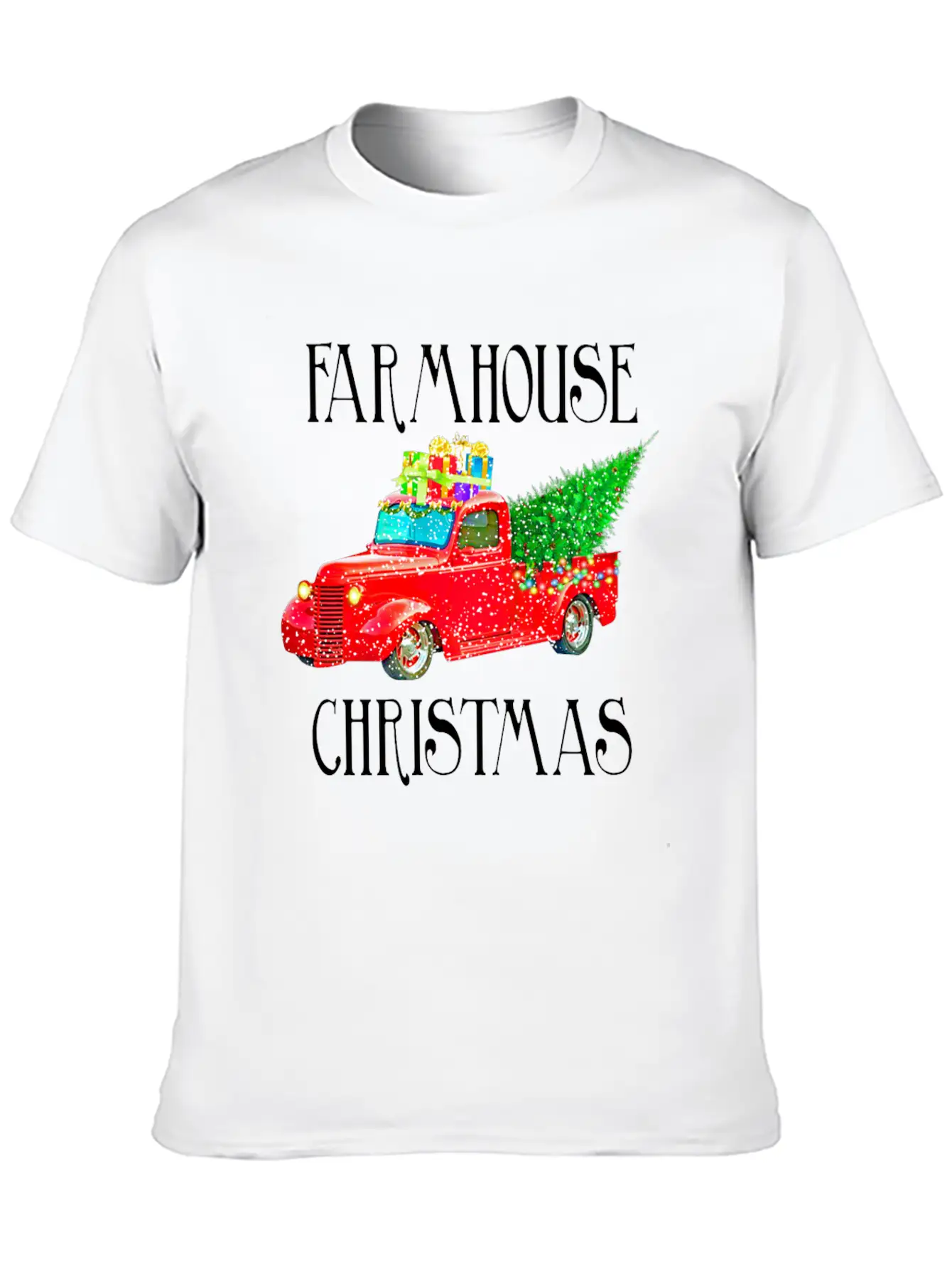 Red Truck Christmas Unisex Casual T-Shirt – Clean Design For Daily Comfort