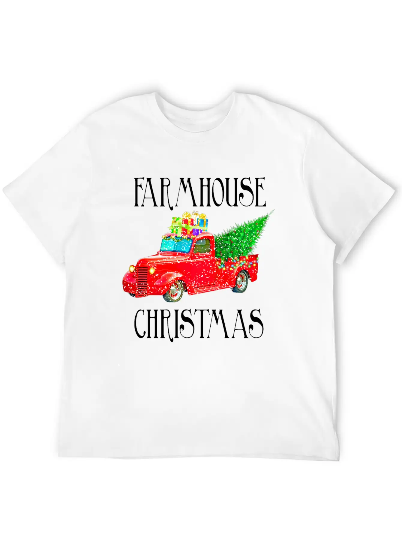 Red Truck Christmas Unisex Casual T-Shirt – Clean Design For Daily Comfort