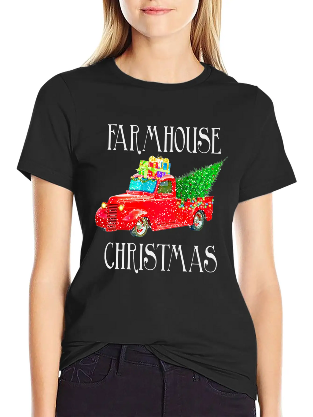 Red Truck Christmas Unisex Casual T-Shirt – Clean Design For Daily Comfort
