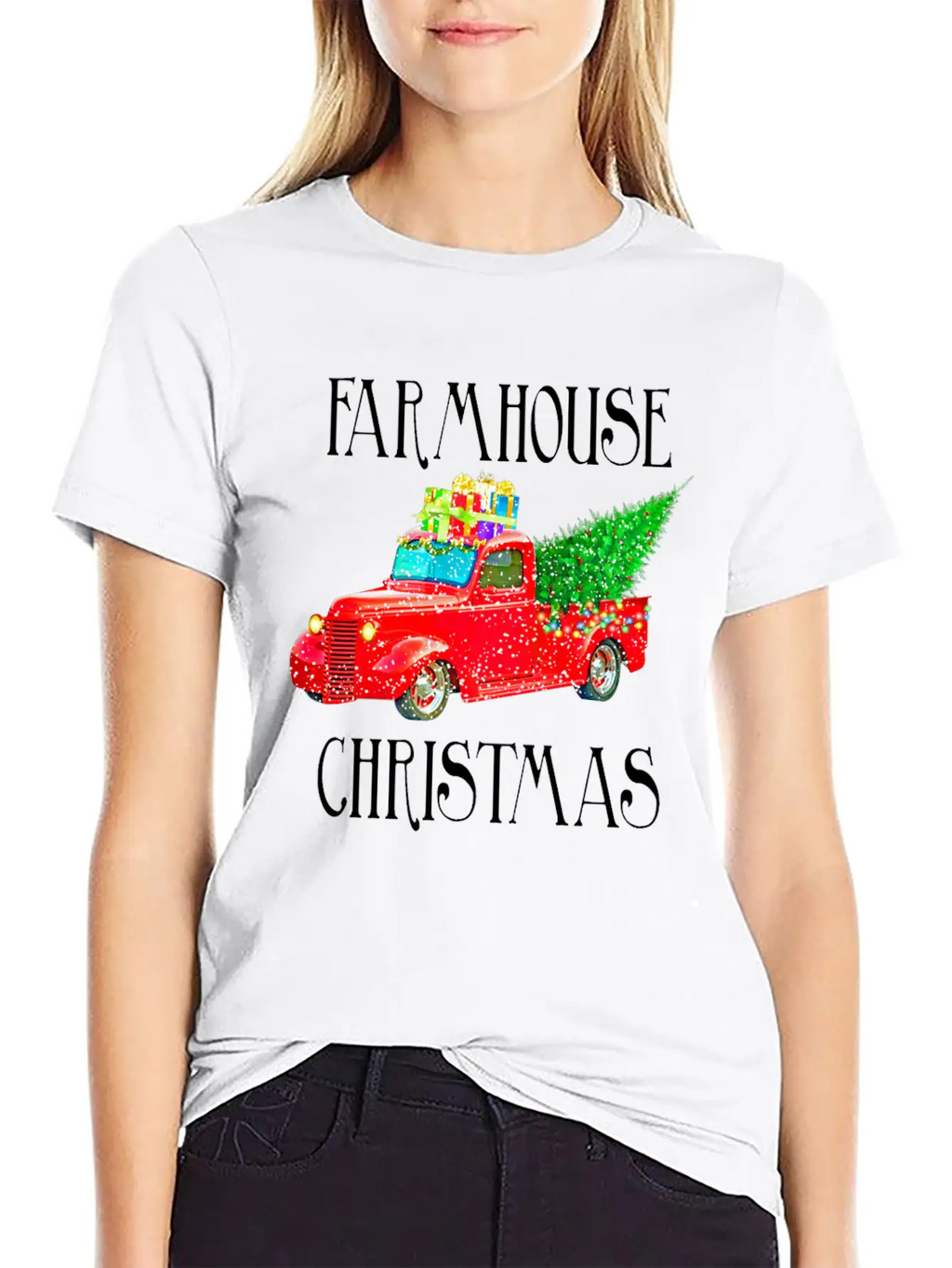 Red Truck Christmas Unisex Casual T-Shirt – Clean Design For Daily Comfort