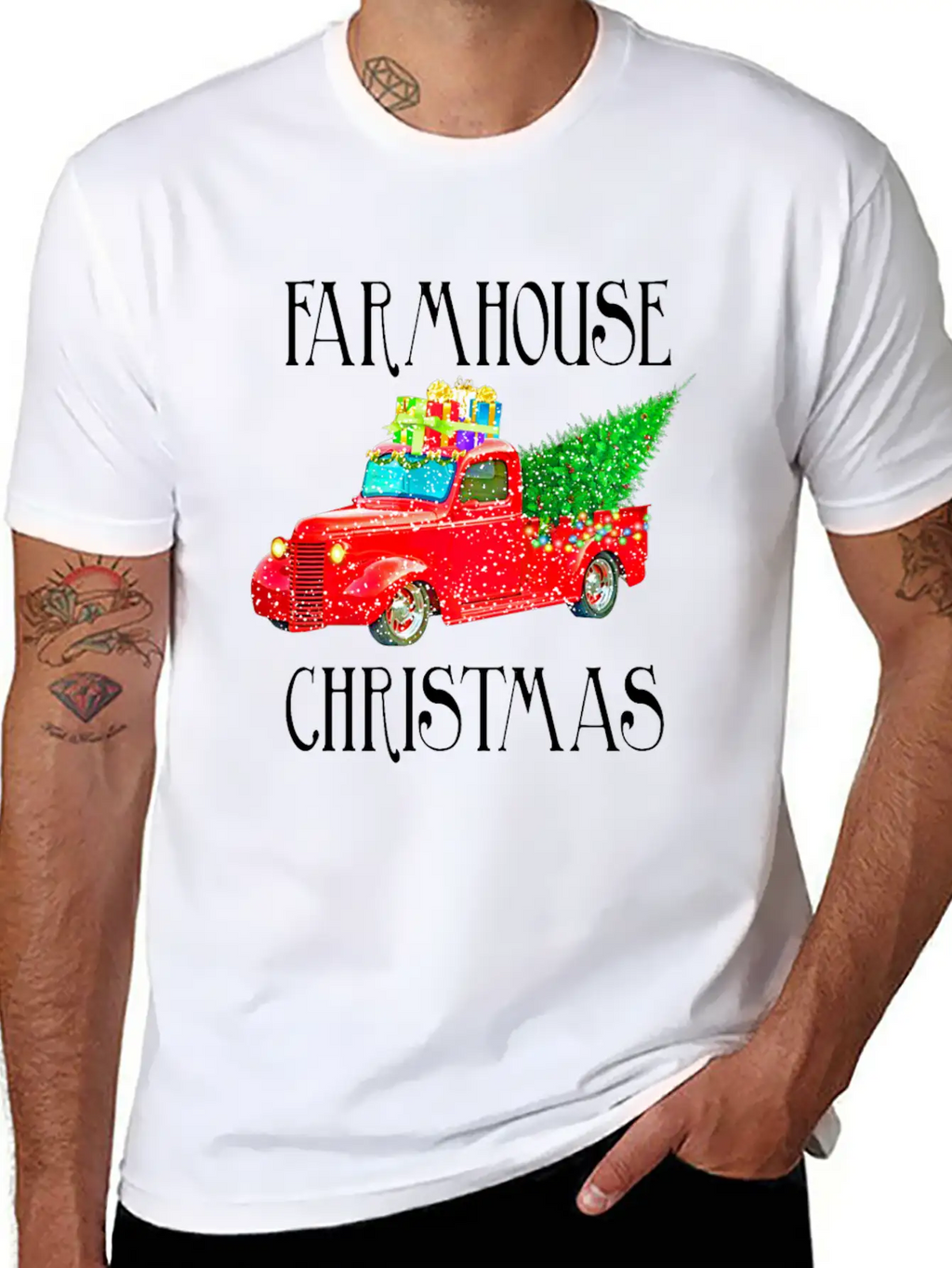 Red Truck Christmas Unisex Casual T-Shirt – Clean Design For Daily Comfort