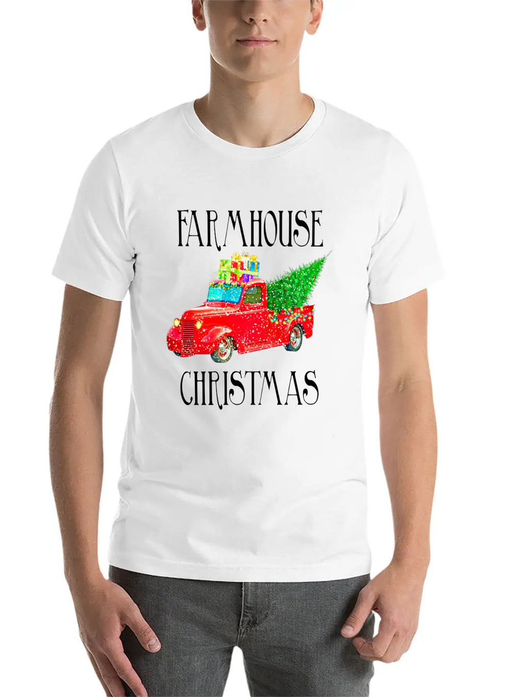 Red Truck Christmas Unisex Casual T-Shirt – Clean Design For Daily Comfort