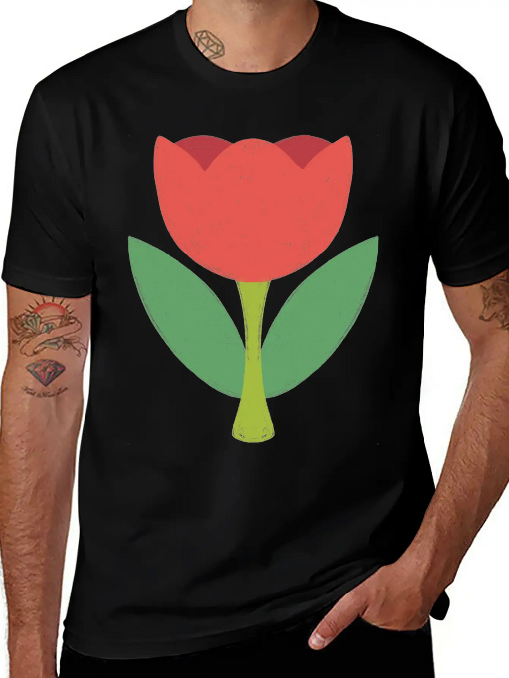 Red Tulip Unisex Short Sleeve Soft Cotton T-Shirt – Casual Everyday Wear