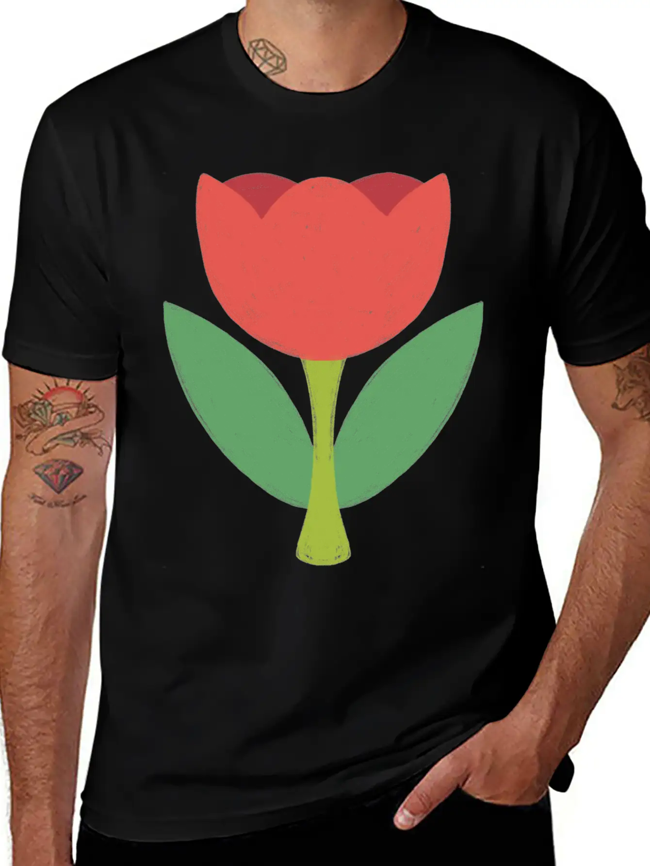 Red Tulip Unisex Short Sleeve Soft Cotton T-Shirt – Casual Everyday Wear