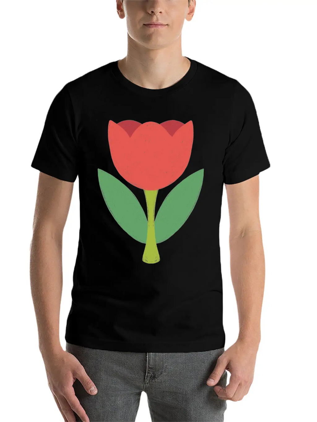 Red Tulip Unisex Short Sleeve Soft Cotton T-Shirt – Casual Everyday Wear