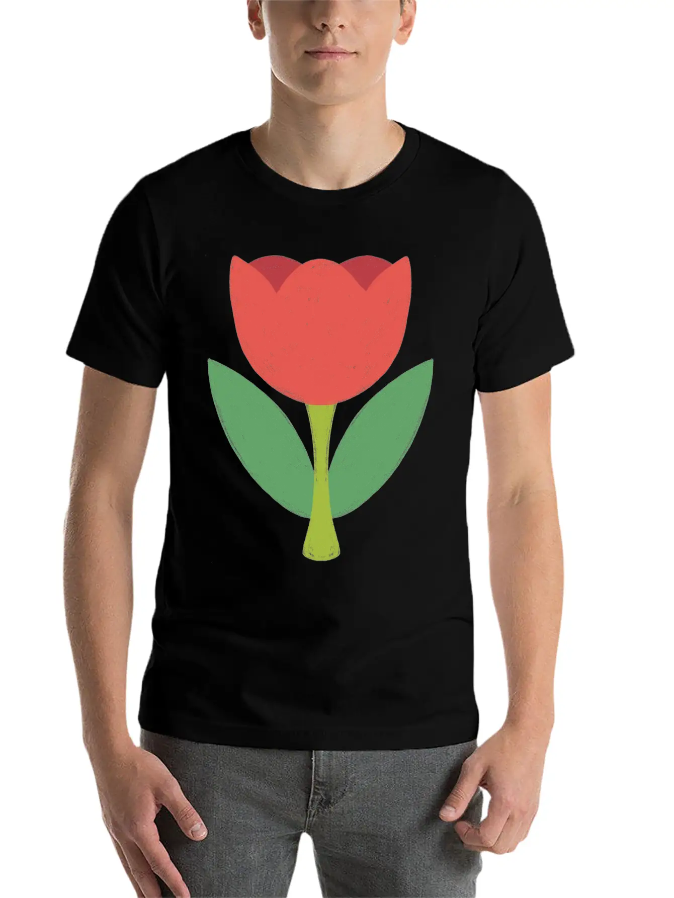 Red Tulip Unisex Short Sleeve Soft Cotton T-Shirt – Casual Everyday Wear