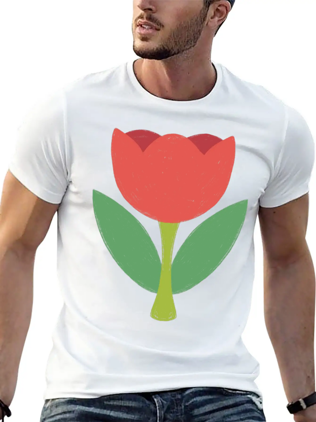 Red Tulip Unisex Short Sleeve Soft Cotton T-Shirt – Casual Everyday Wear