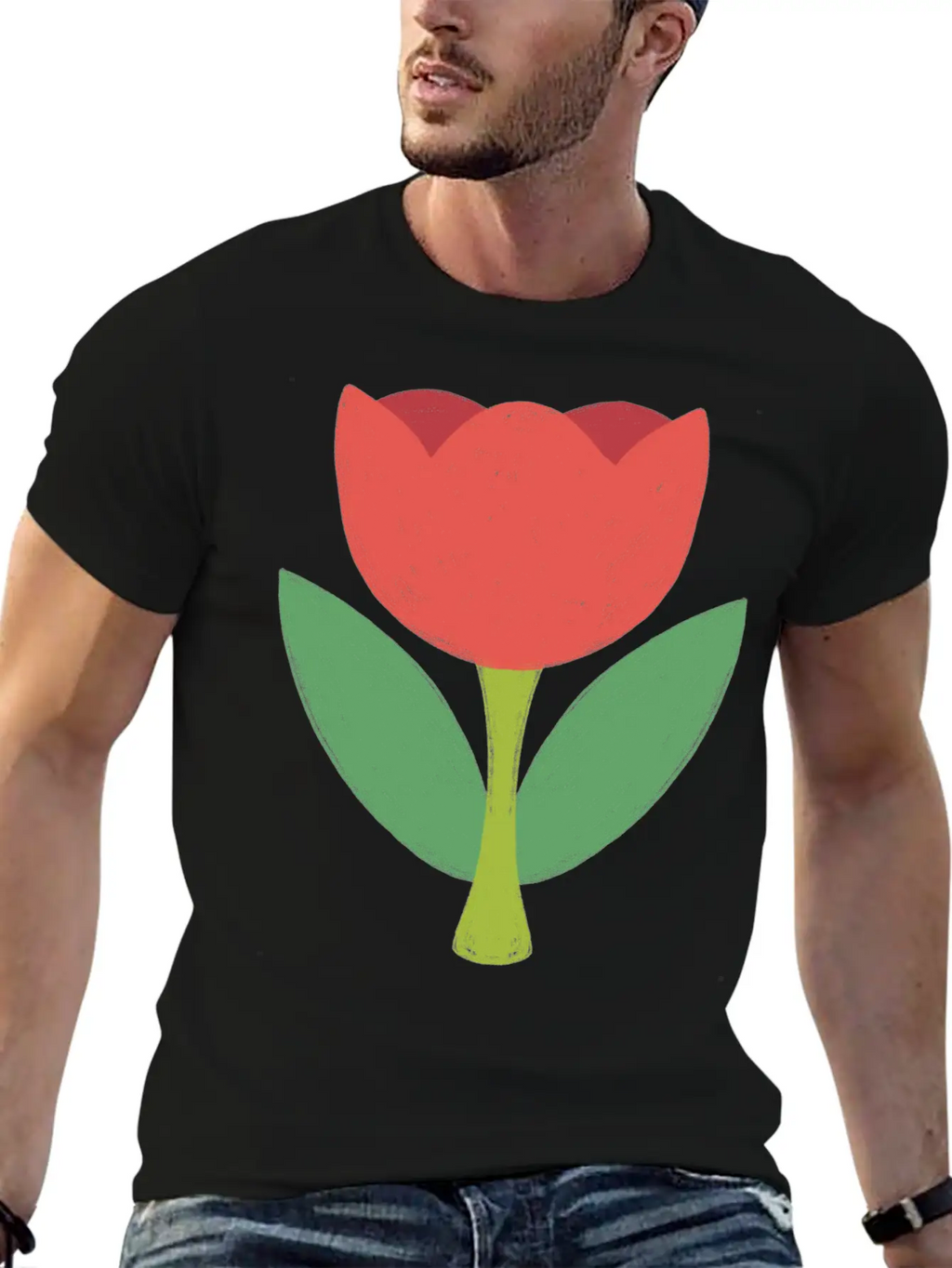 Red Tulip Unisex Short Sleeve Soft Cotton T-Shirt – Casual Everyday Wear