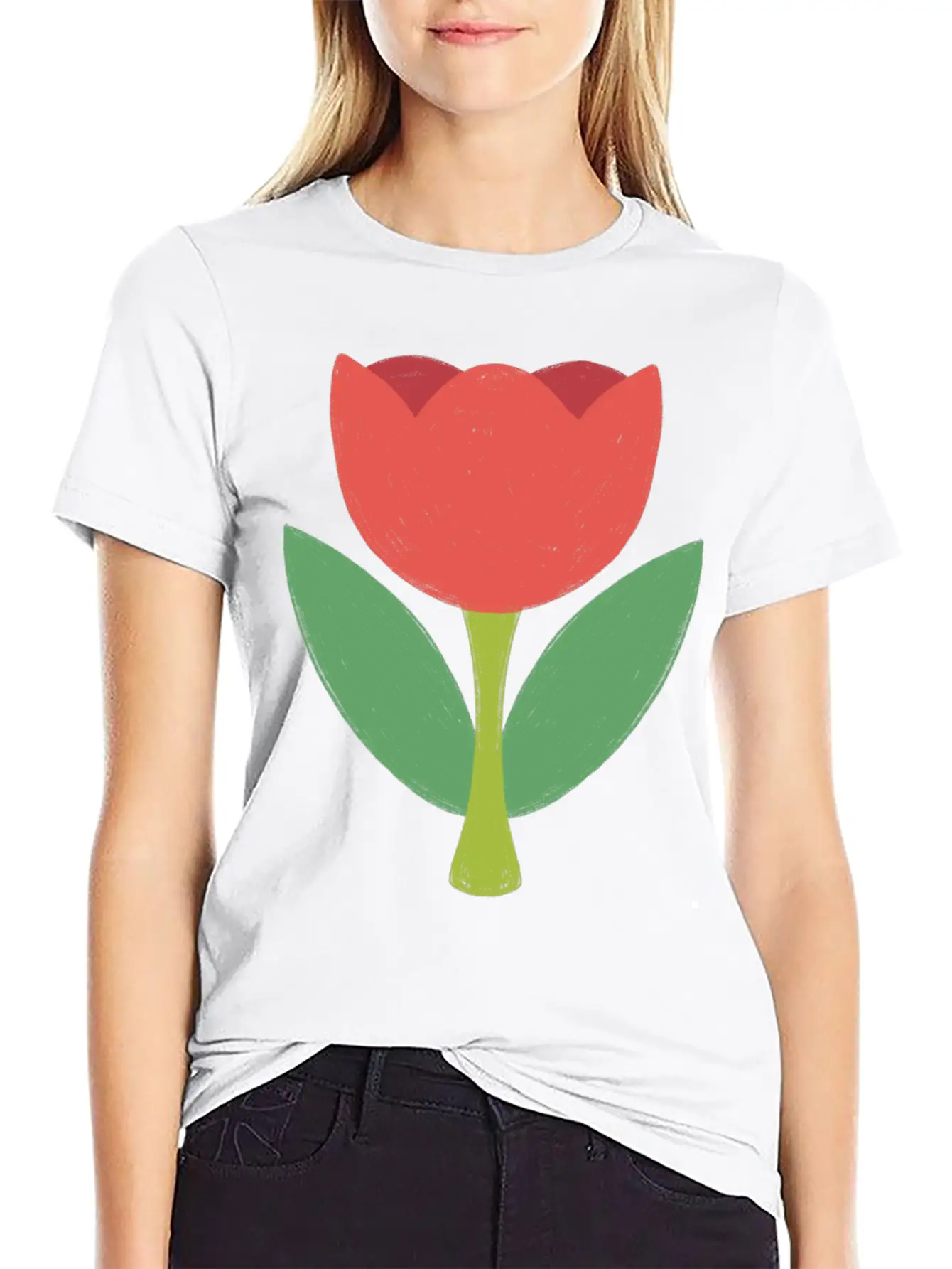 Red Tulip Unisex Short Sleeve Soft Cotton T-Shirt – Casual Everyday Wear