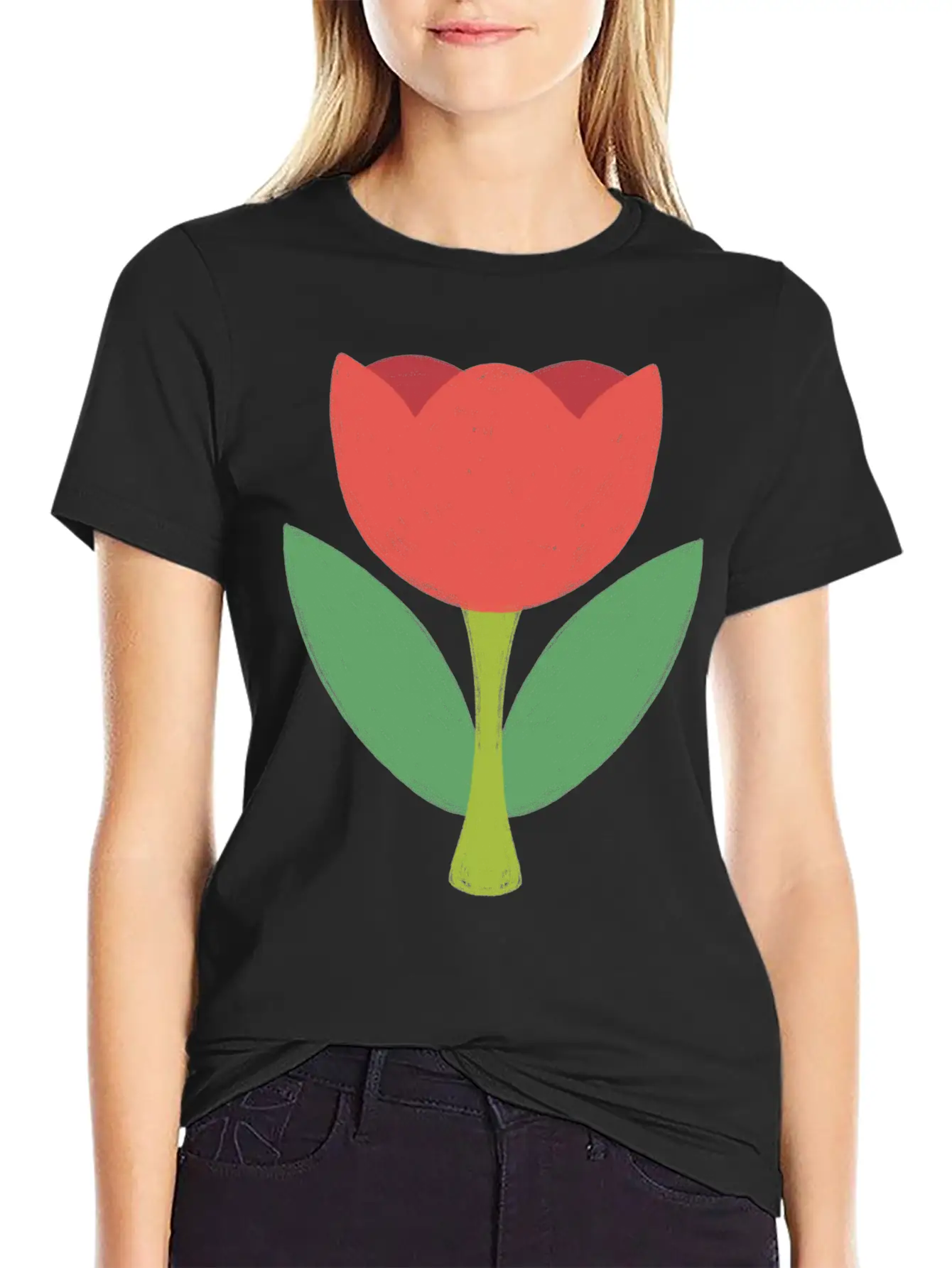 Red Tulip Unisex Short Sleeve Soft Cotton T-Shirt – Casual Everyday Wear