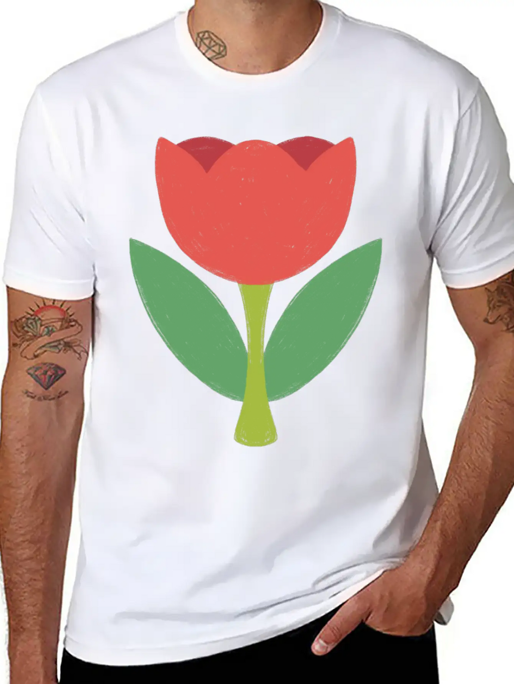 Red Tulip Unisex Short Sleeve Soft Cotton T-Shirt – Casual Everyday Wear