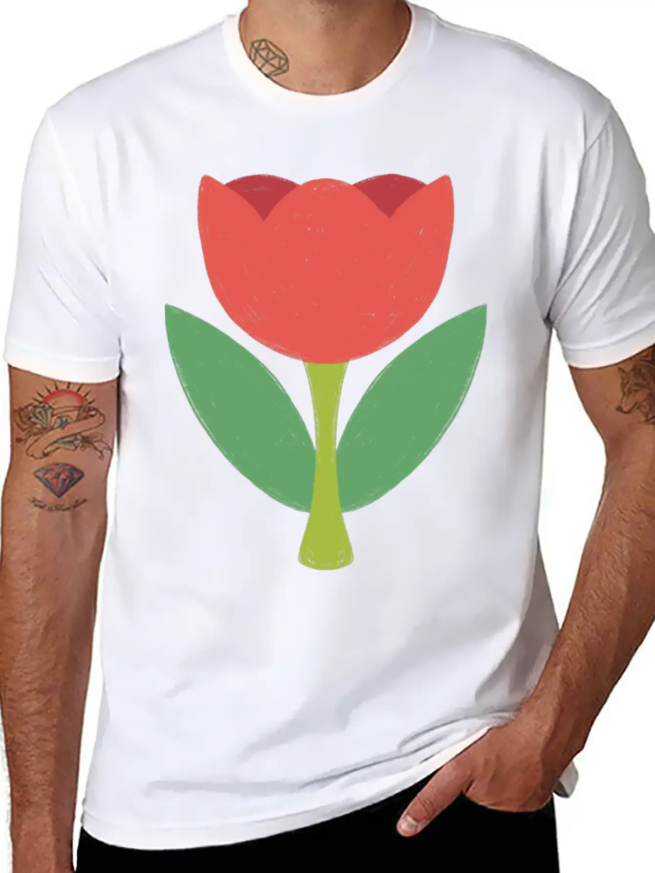 Red Tulip Unisex Short Sleeve Soft Cotton T-Shirt – Casual Everyday Wear