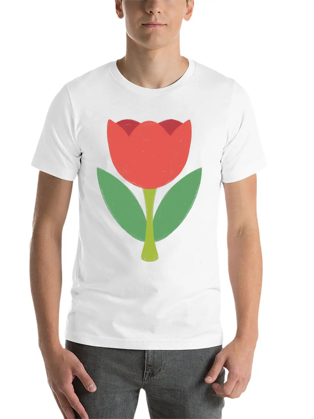 Red Tulip Unisex Short Sleeve Soft Cotton T-Shirt – Casual Everyday Wear