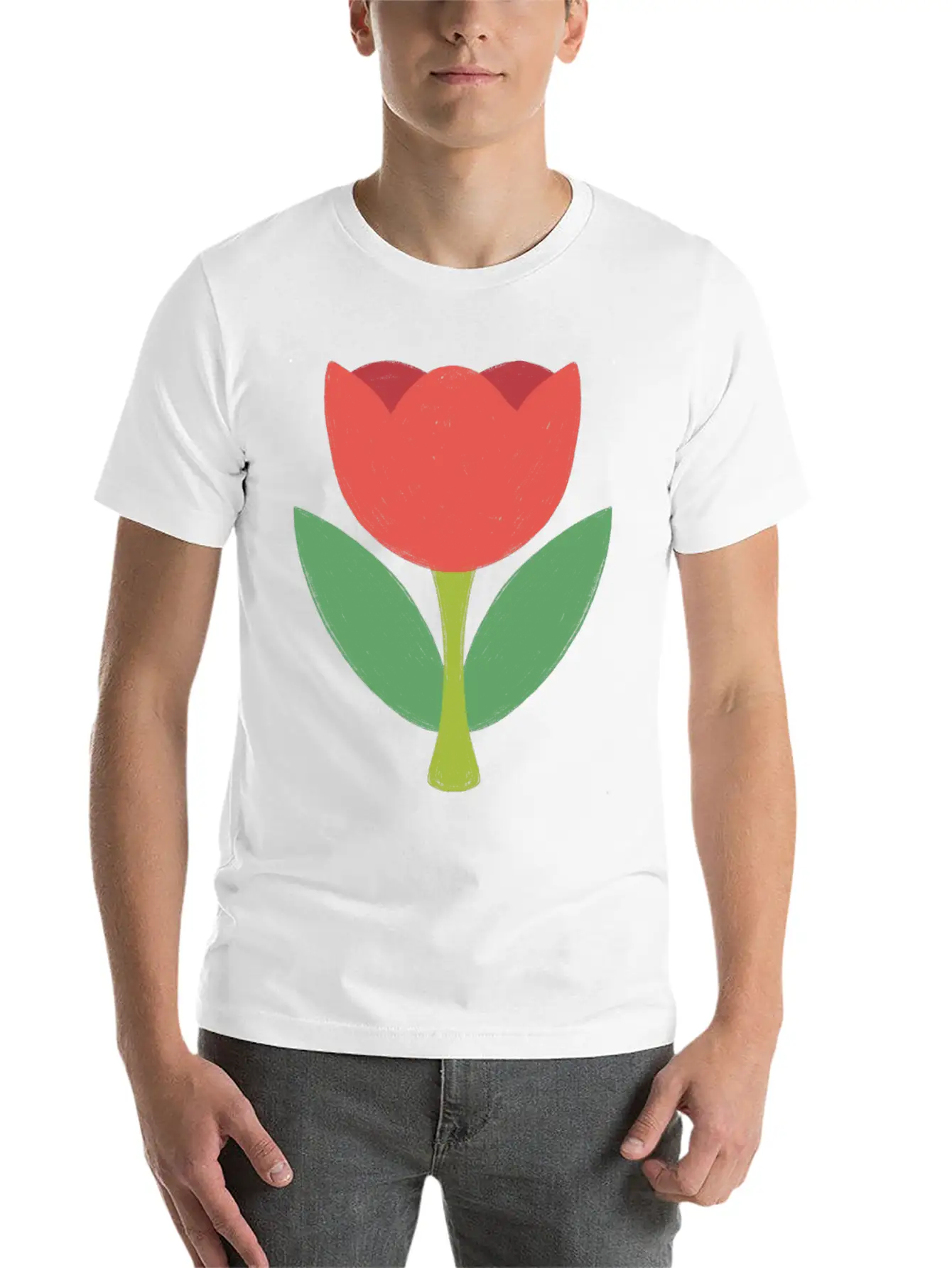 Red Tulip Unisex Short Sleeve Soft Cotton T-Shirt – Casual Everyday Wear