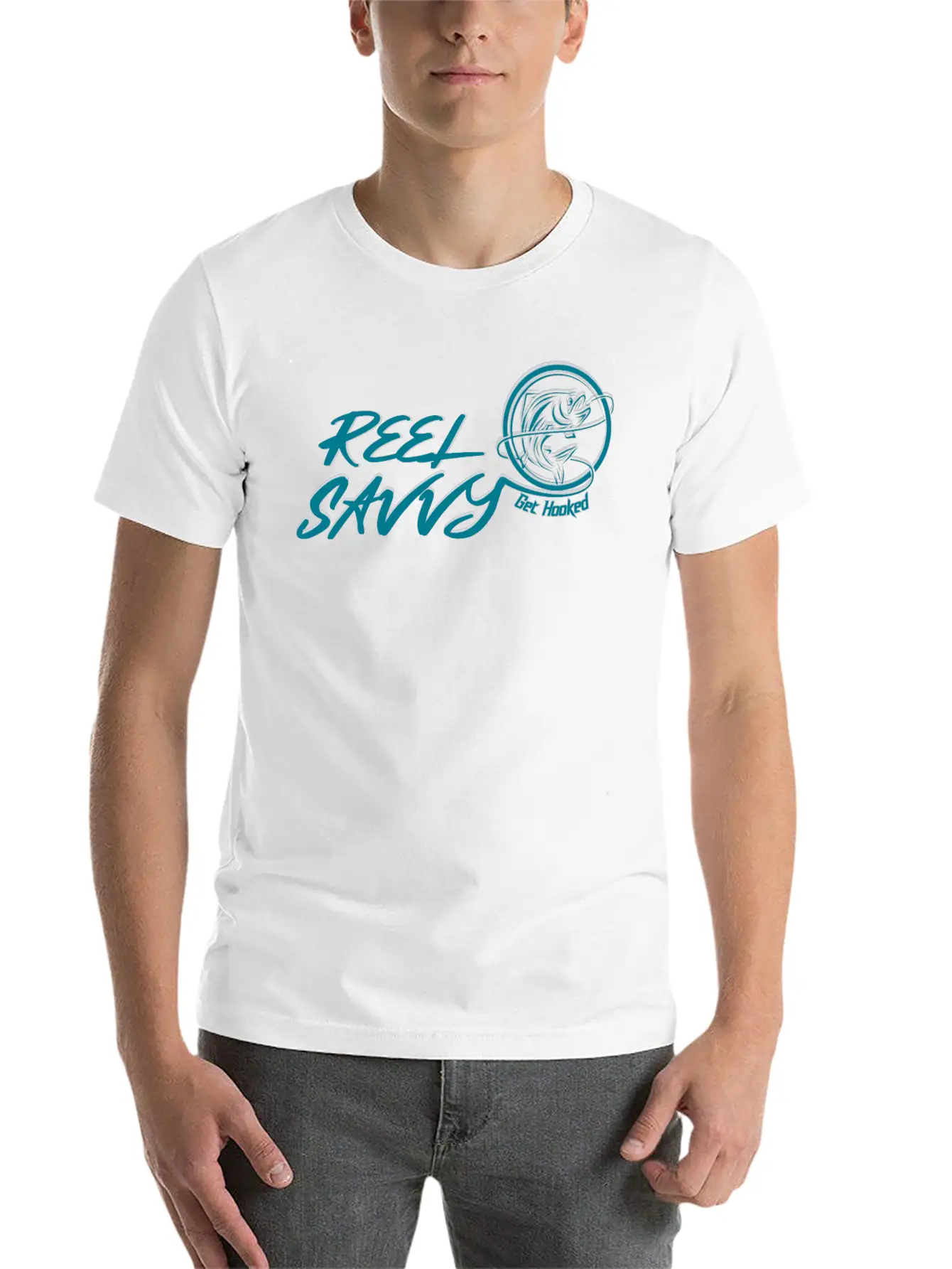 REEL SAVVY GET HOOKED Unisex Short Sleeve Soft Cotton T-Shirt – Casual Everyday Wear