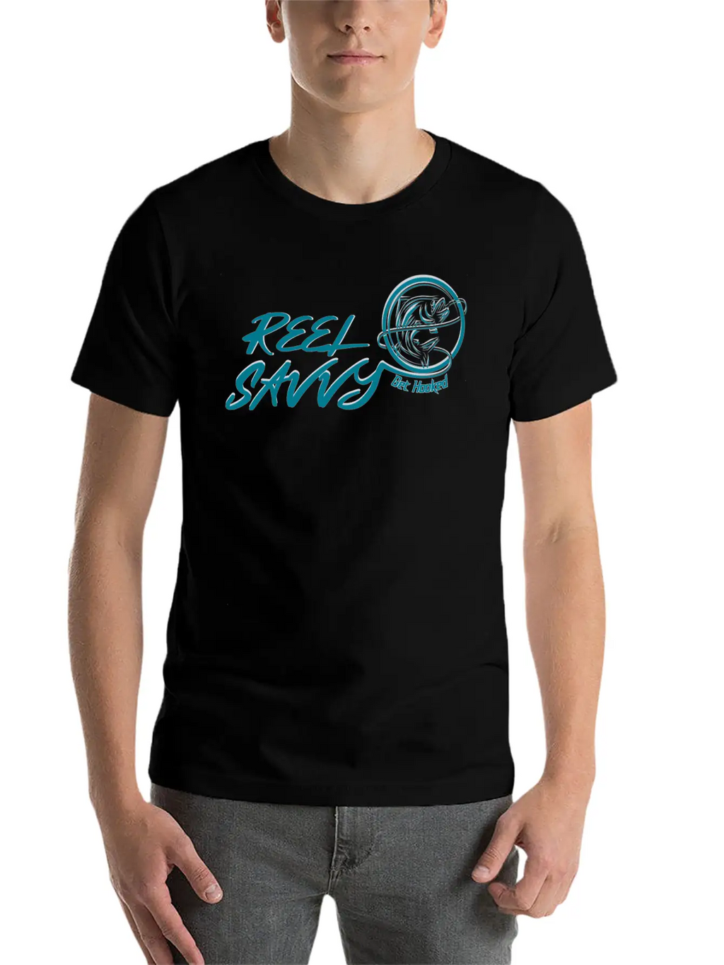 REEL SAVVY GET HOOKED Unisex Short Sleeve Soft Cotton T-Shirt – Casual Everyday Wear