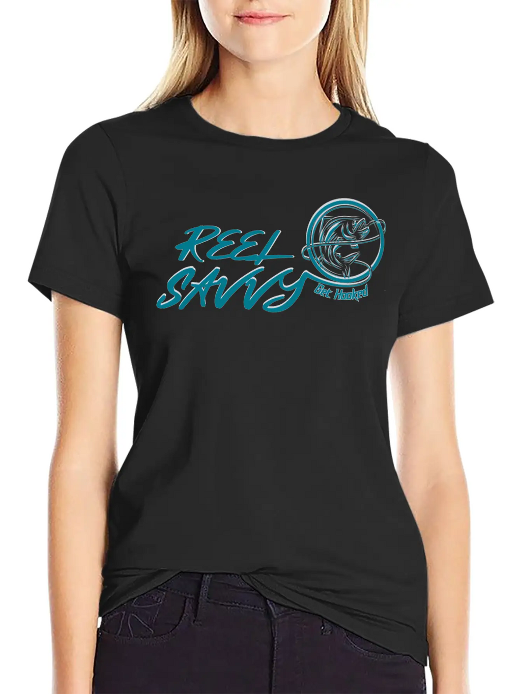 REEL SAVVY GET HOOKED Unisex Short Sleeve Soft Cotton T-Shirt – Casual Everyday Wear