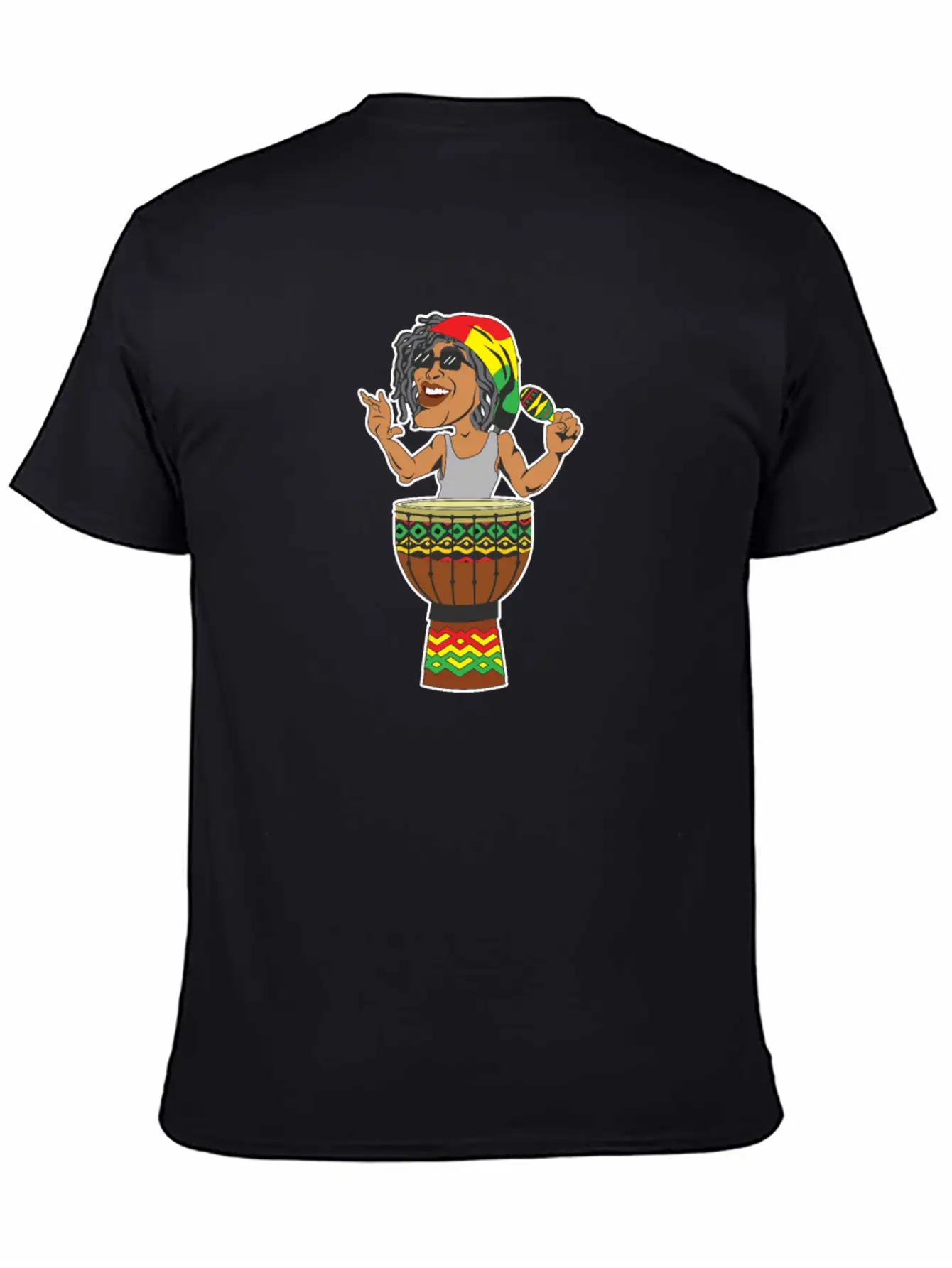 Reggae Drum Maracas Design For Jamaica Music Fans Breathable Soft Cotton T-Shirt – Timeless Casual Look