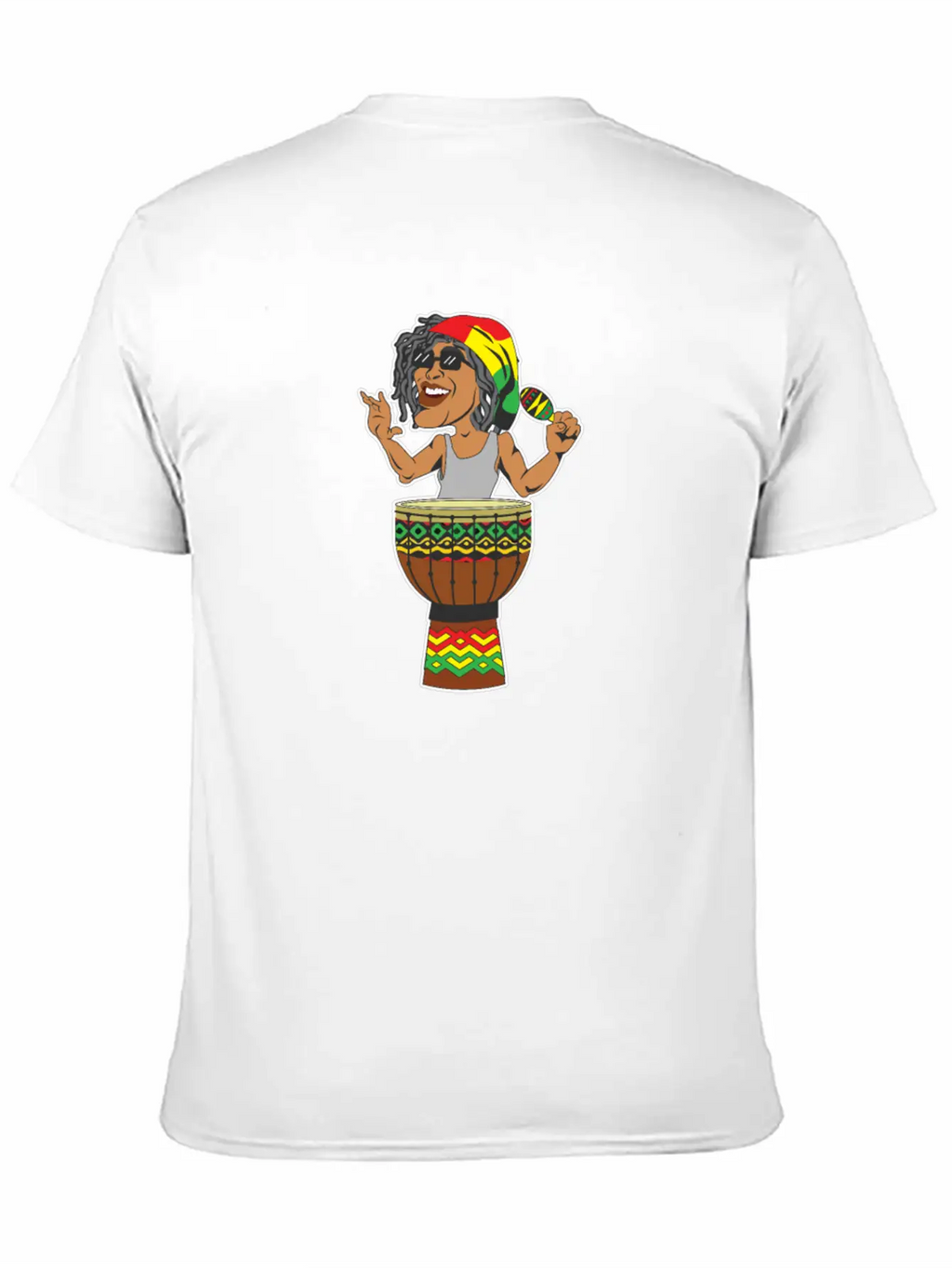 Reggae Drum Maracas Design For Jamaica Music Fans Breathable Soft Cotton T-Shirt – Timeless Casual Look