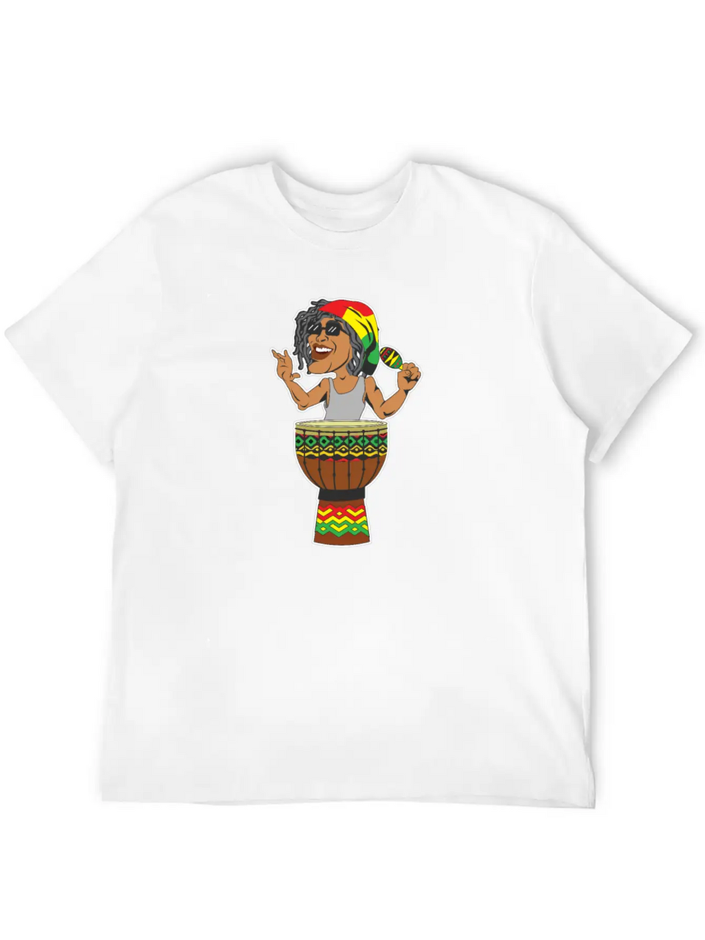 Reggae Drum Maracas Design For Jamaica Music Fans Breathable Soft Cotton T-Shirt – Timeless Casual Look