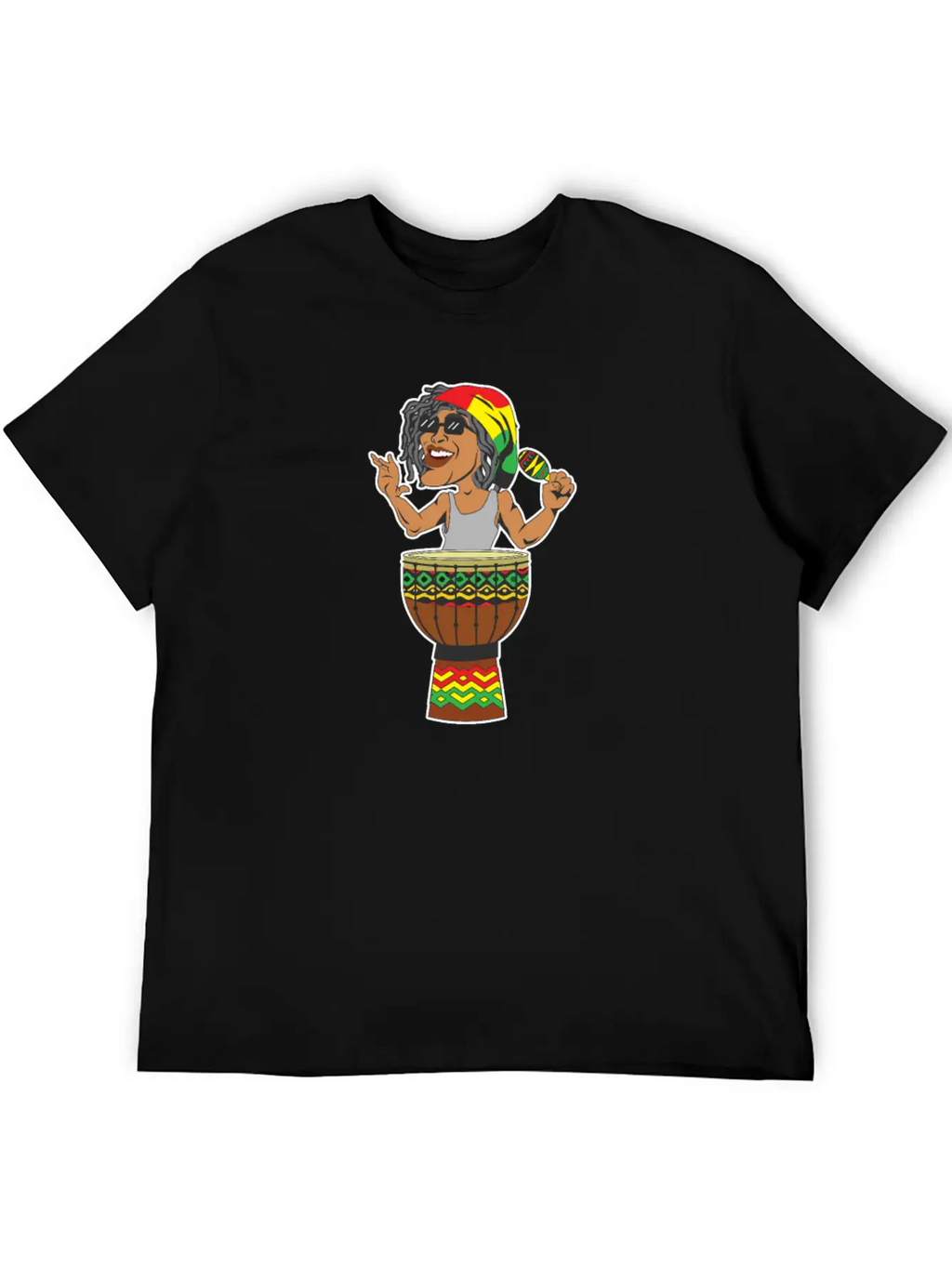 Reggae Drum Maracas Design For Jamaica Music Fans Breathable Soft Cotton T-Shirt – Timeless Casual Look