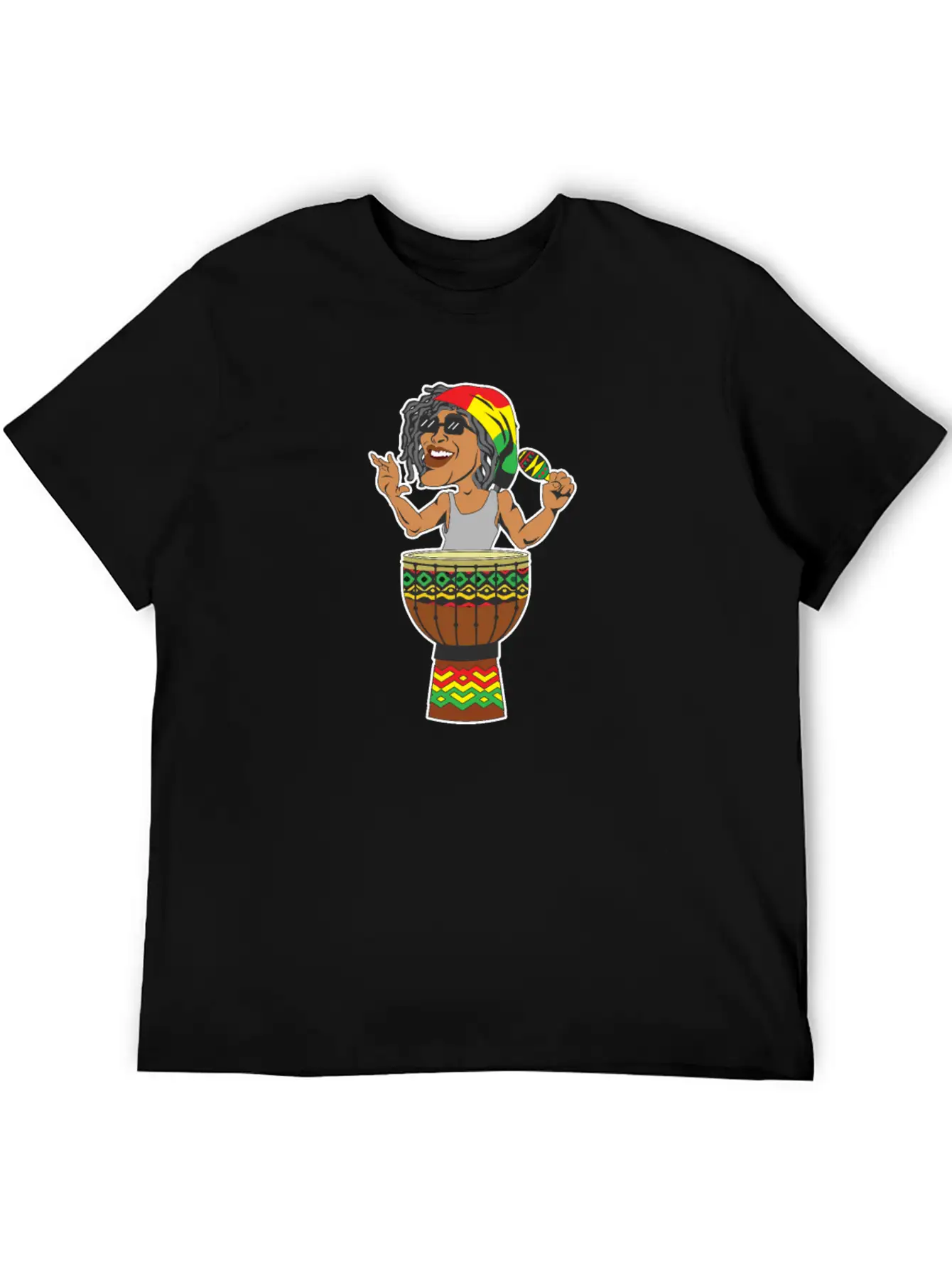 Reggae Drum Maracas Design For Jamaica Music Fans Breathable Soft Cotton T-Shirt – Timeless Casual Look