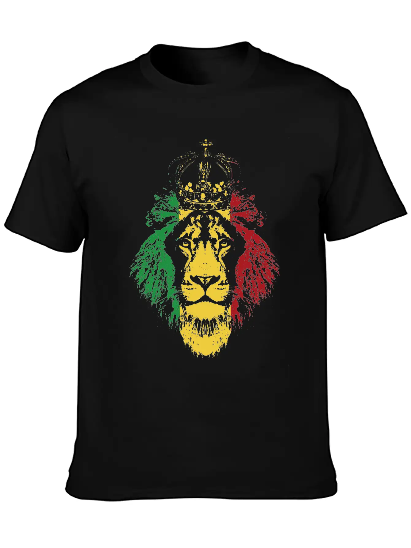 Reggae Music Musician Lion Jamaica Crown Unisex Short Sleeve Soft Cotton T-Shirt – Casual Everyday Wear