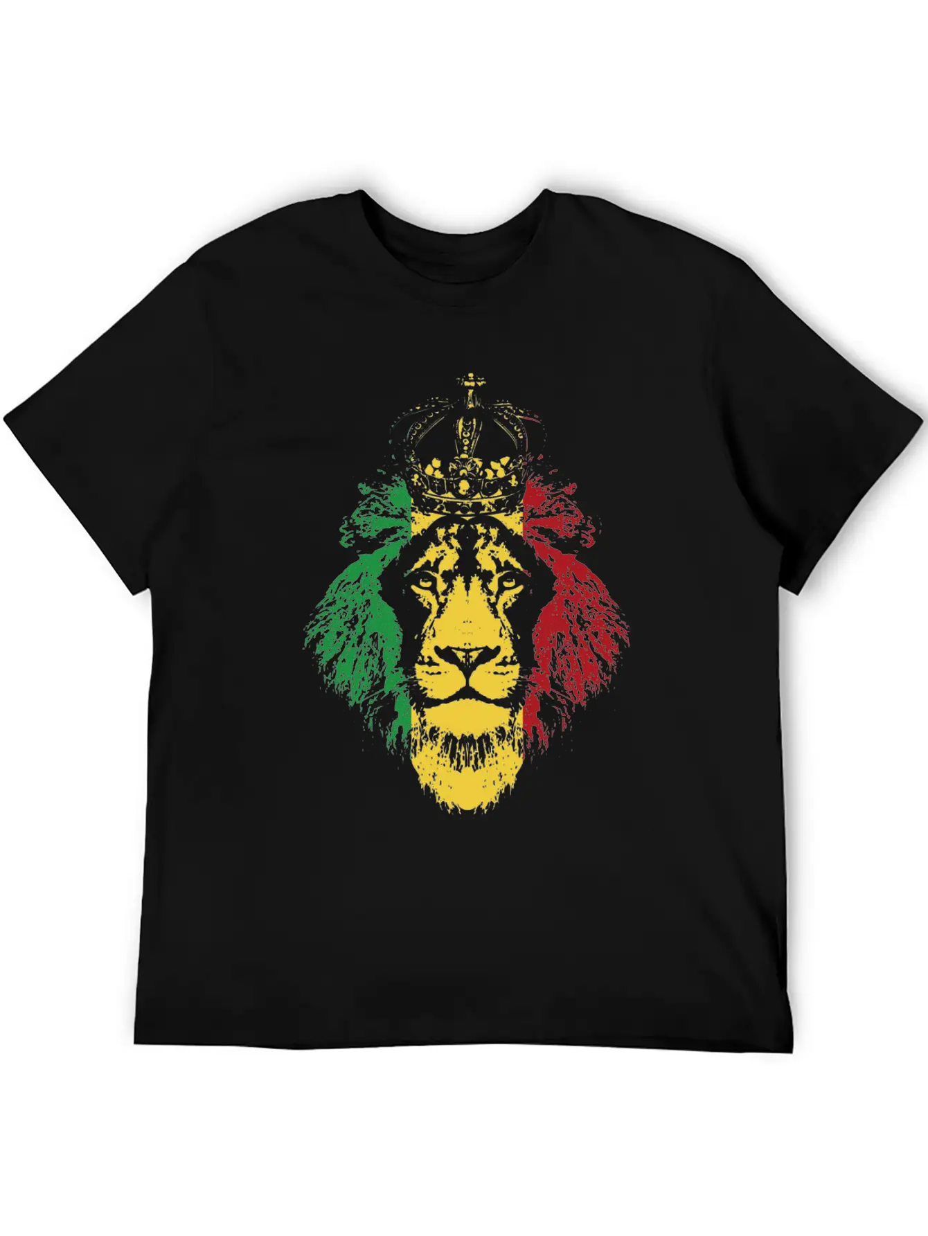 Reggae Music Musician Lion Jamaica Crown Unisex Short Sleeve Soft Cotton T-Shirt – Casual Everyday Wear