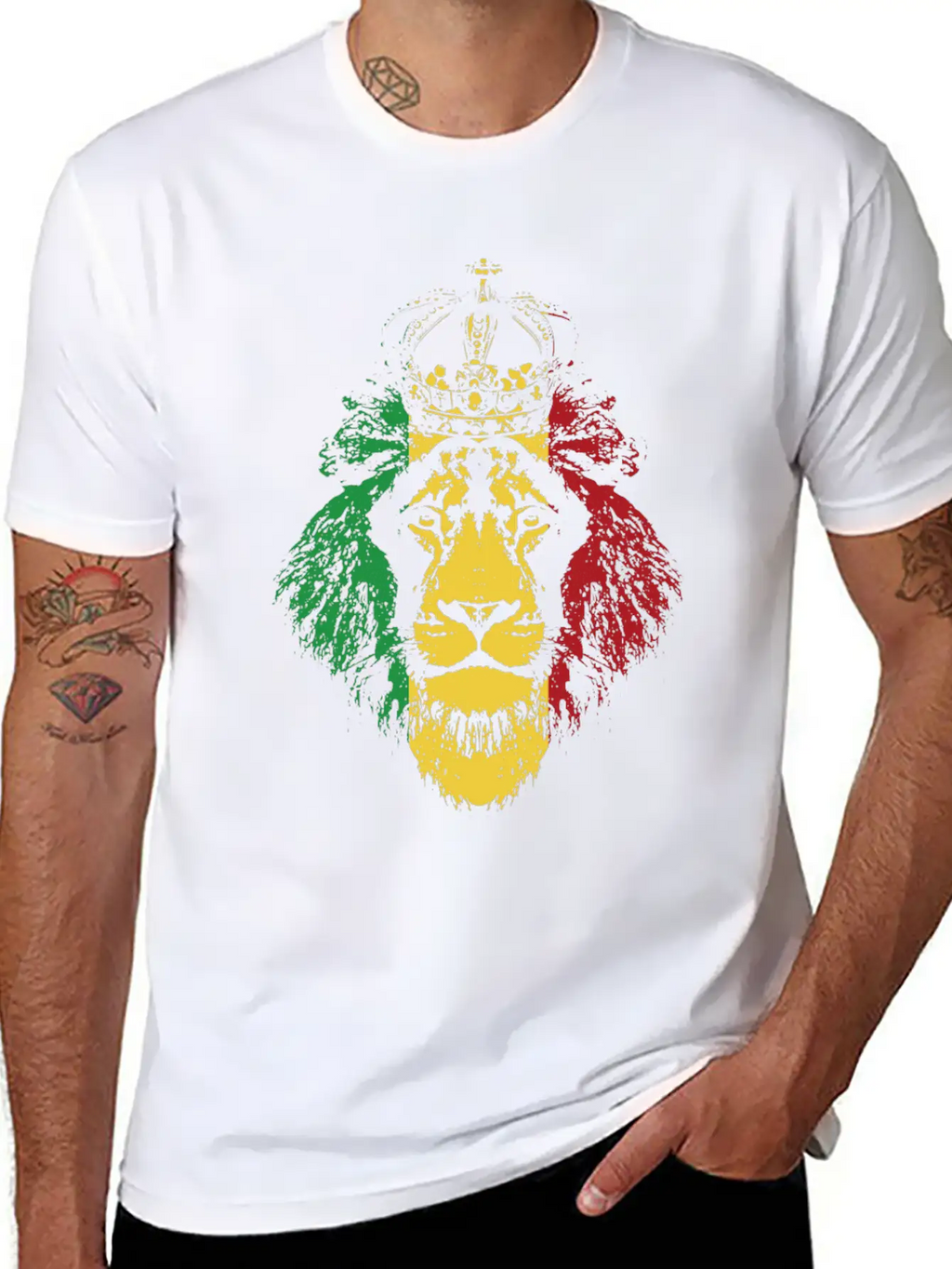 Reggae Music Musician Lion Jamaica Crown Unisex Short Sleeve Soft Cotton T-Shirt – Casual Everyday Wear