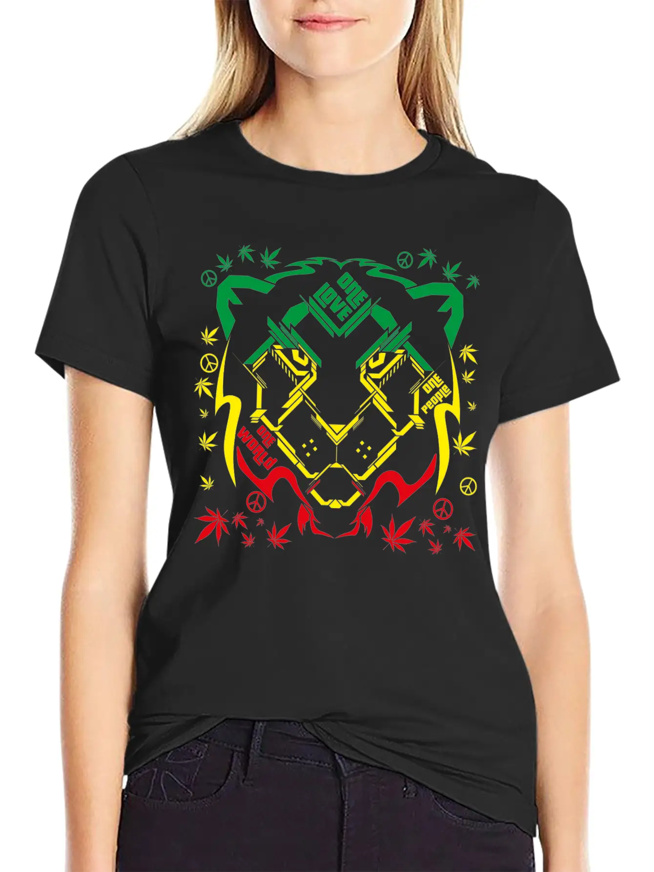 REGGAE RASTA SPACE LION Breathable Soft Cotton T-Shirt – Timeless Casual Look