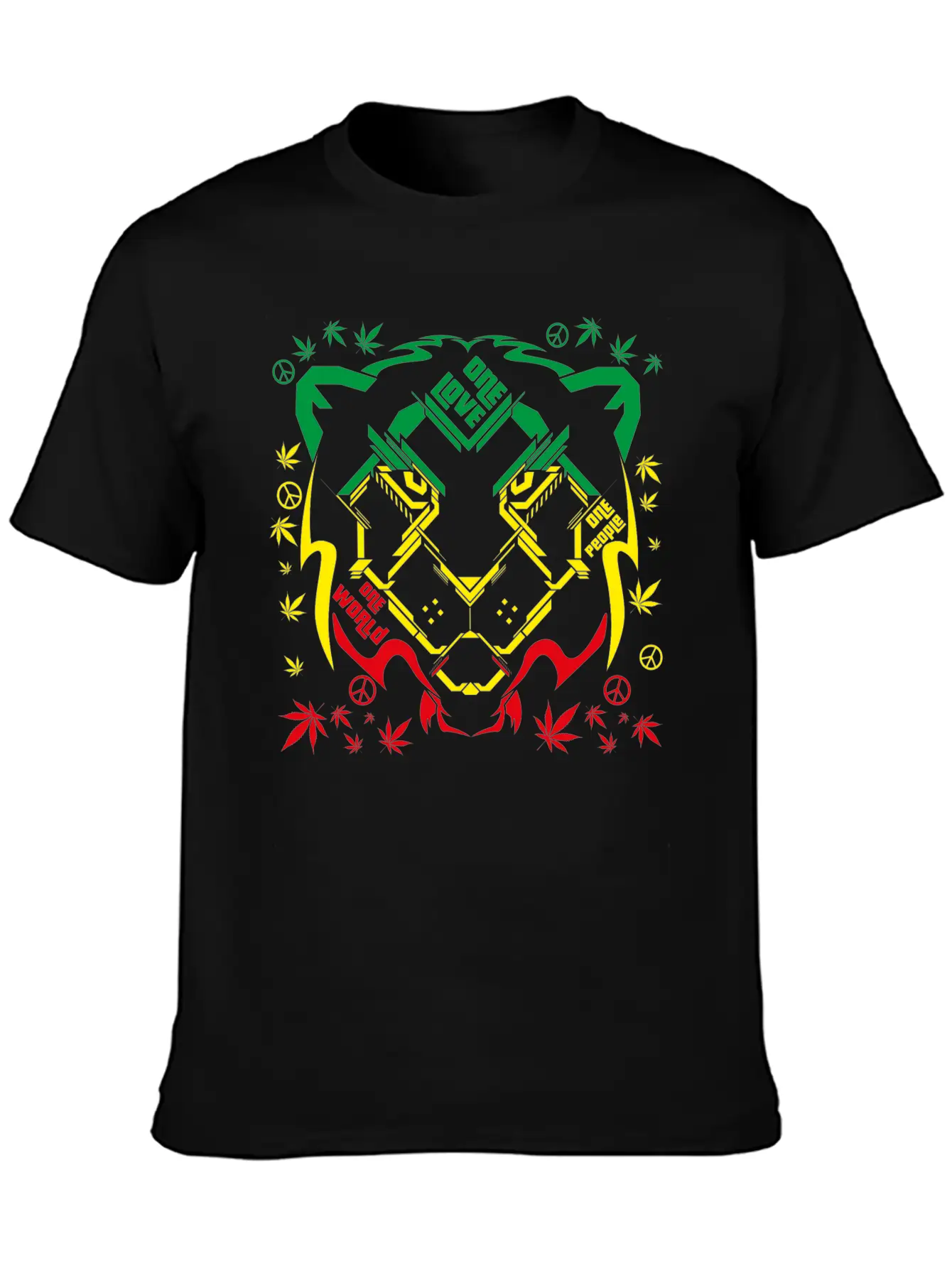 REGGAE RASTA SPACE LION Breathable Soft Cotton T-Shirt – Timeless Casual Look