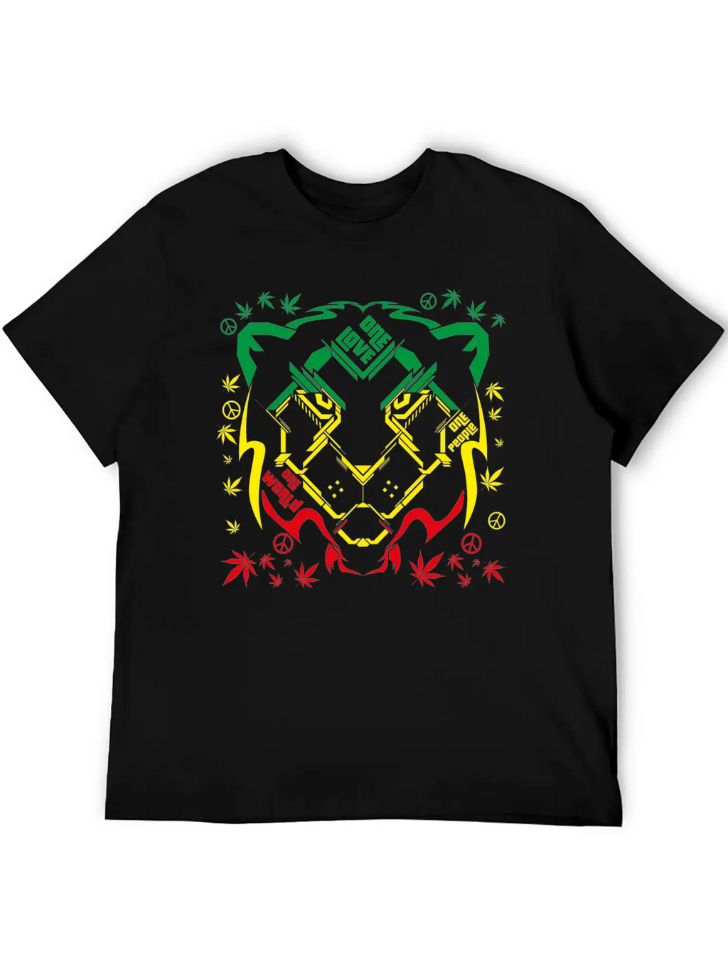 REGGAE RASTA SPACE LION Breathable Soft Cotton T-Shirt – Timeless Casual Look