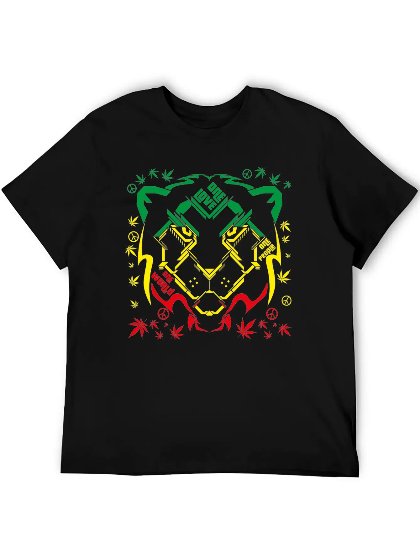 REGGAE RASTA SPACE LION Breathable Soft Cotton T-Shirt – Timeless Casual Look