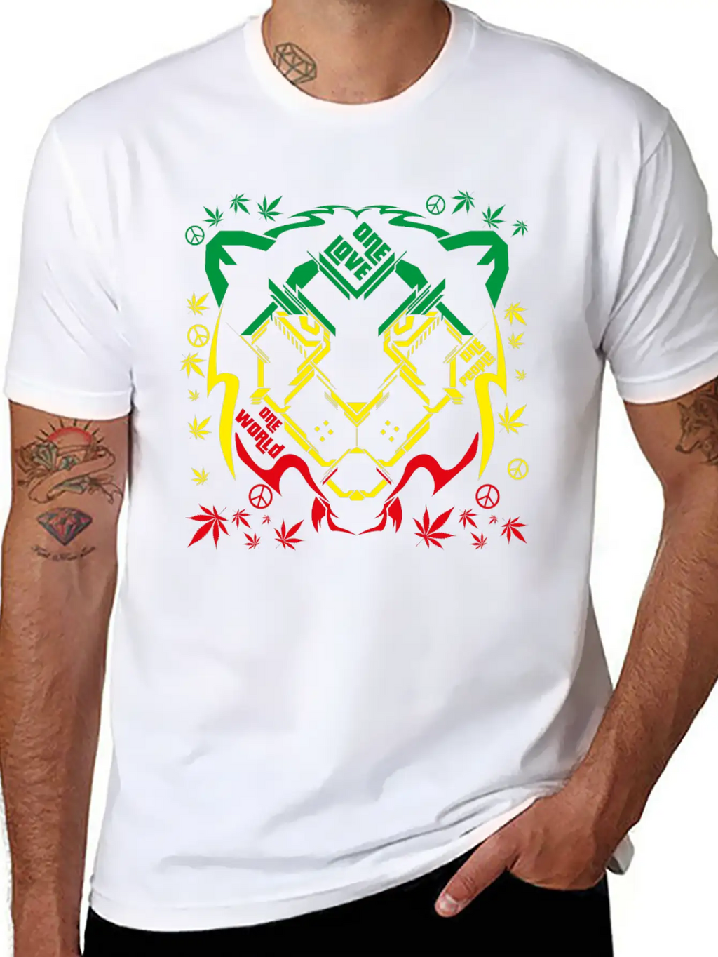 REGGAE RASTA SPACE LION Breathable Soft Cotton T-Shirt – Timeless Casual Look