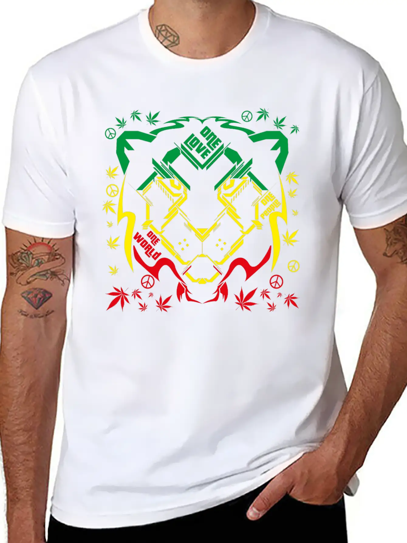 REGGAE RASTA SPACE LION Breathable Soft Cotton T-Shirt – Timeless Casual Look
