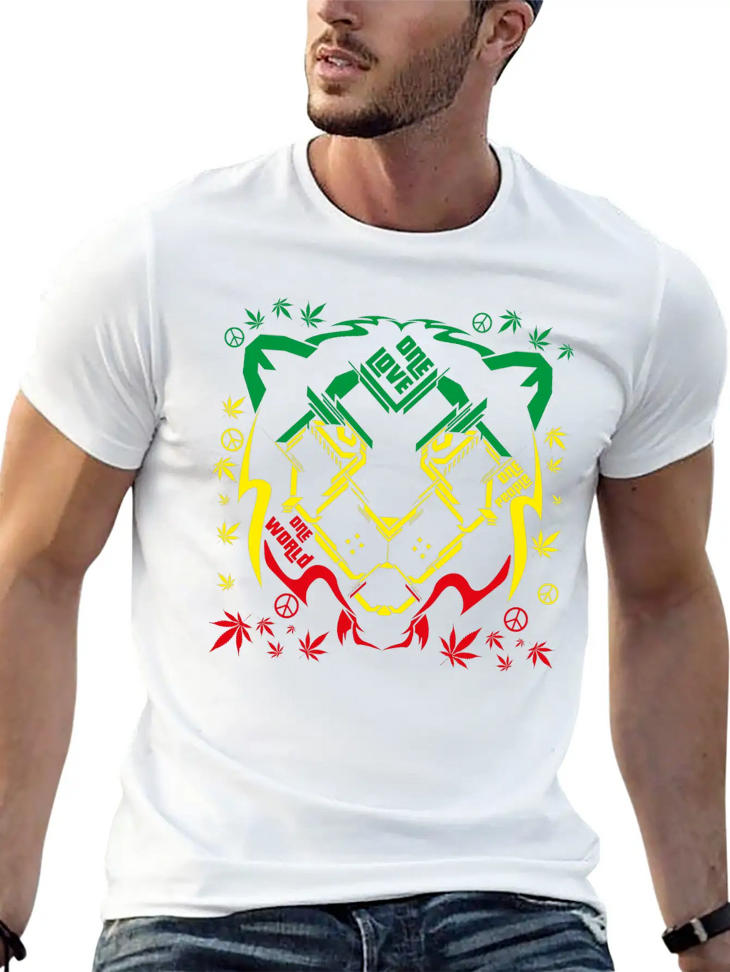 REGGAE RASTA SPACE LION Breathable Soft Cotton T-Shirt – Timeless Casual Look