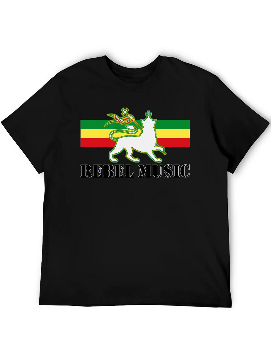Reggae - Rebel Music W/ The Lion Of Judah - Rasta Unisex Short Sleeve Soft Cotton T-Shirt – Casual Everyday Wear