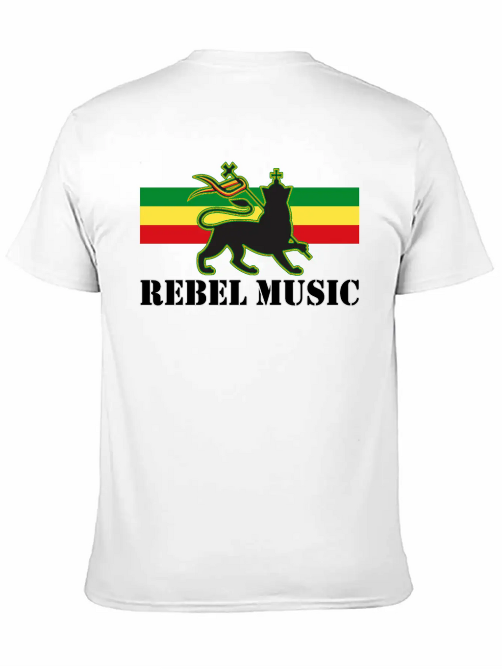 Reggae - Rebel Music W/ The Lion Of Judah - Rasta Unisex Short Sleeve Soft Cotton T-Shirt – Casual Everyday Wear