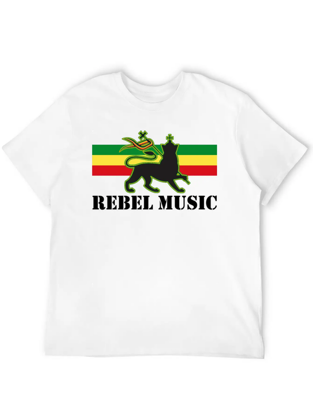 Reggae - Rebel Music W/ The Lion Of Judah - Rasta Unisex Short Sleeve Soft Cotton T-Shirt – Casual Everyday Wear