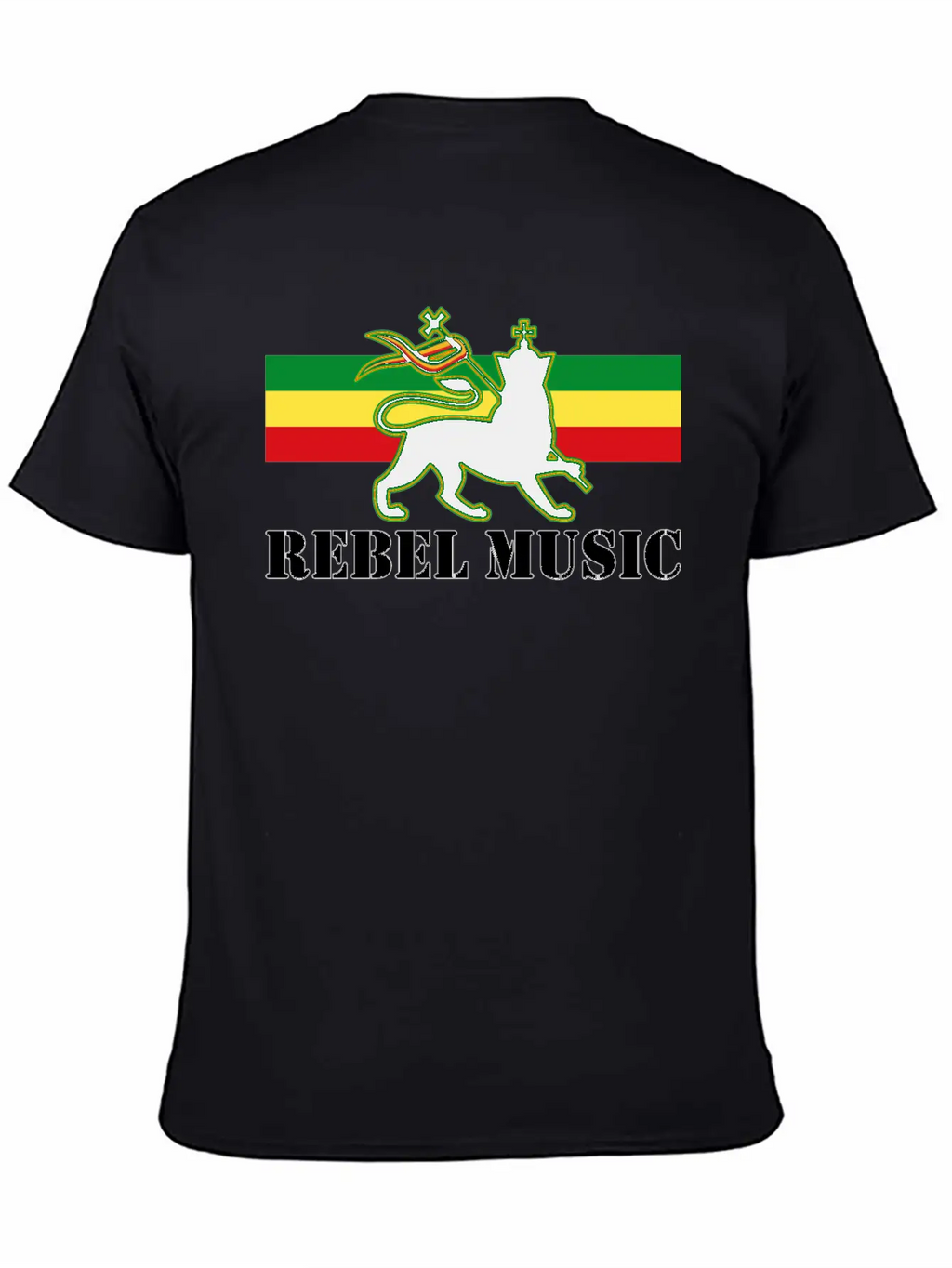 Reggae - Rebel Music W/ The Lion Of Judah - Rasta Unisex Short Sleeve Soft Cotton T-Shirt – Casual Everyday Wear
